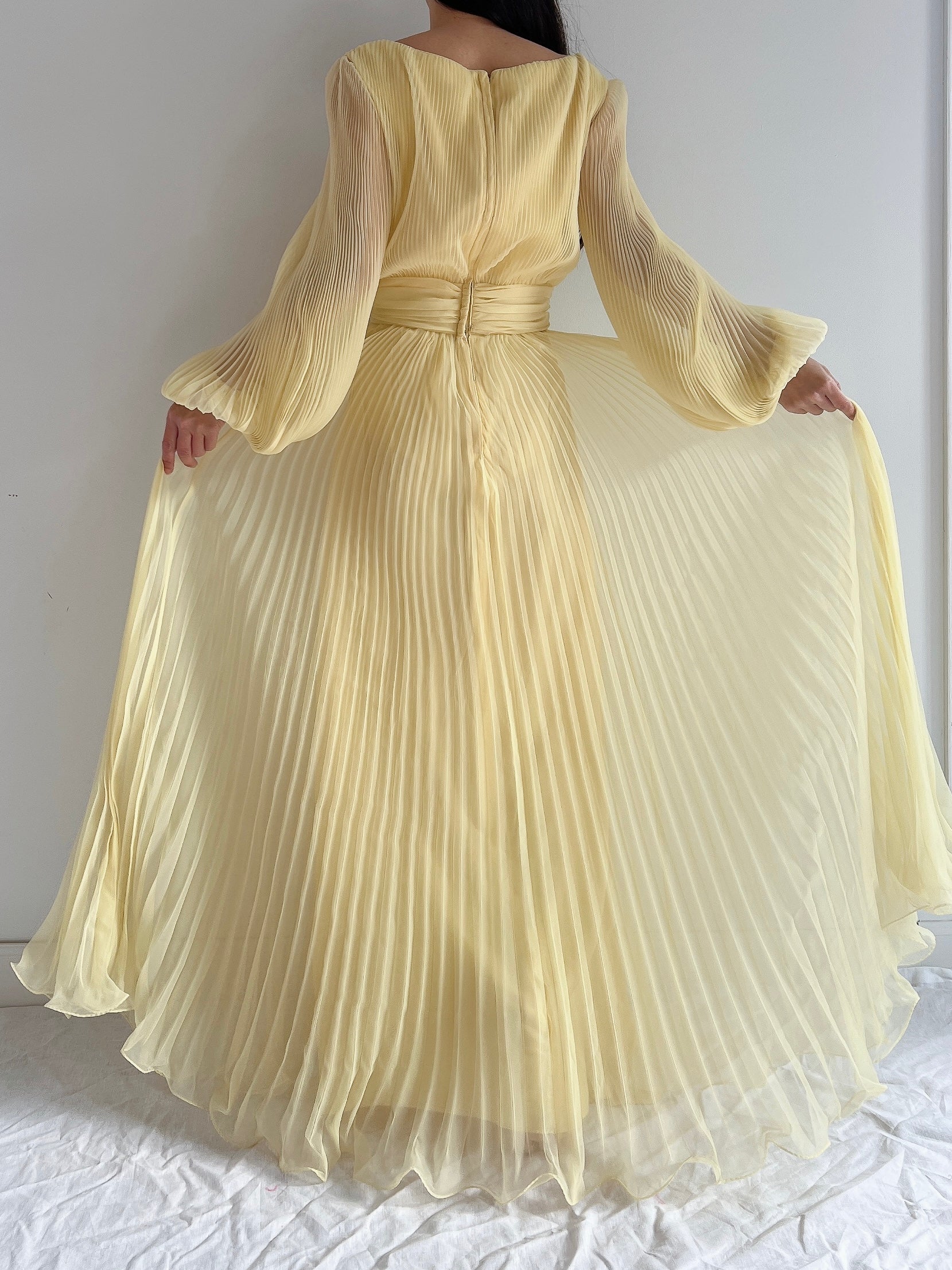 Vintage Chiffon Poet Sleeve Dress - S