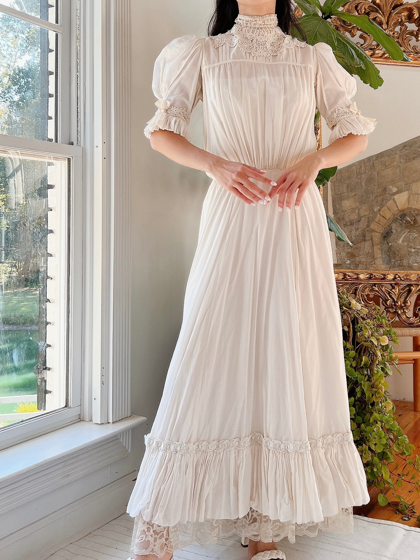Vintage Silk/Cotton High Neck Dress - XS | G O S S A M E R