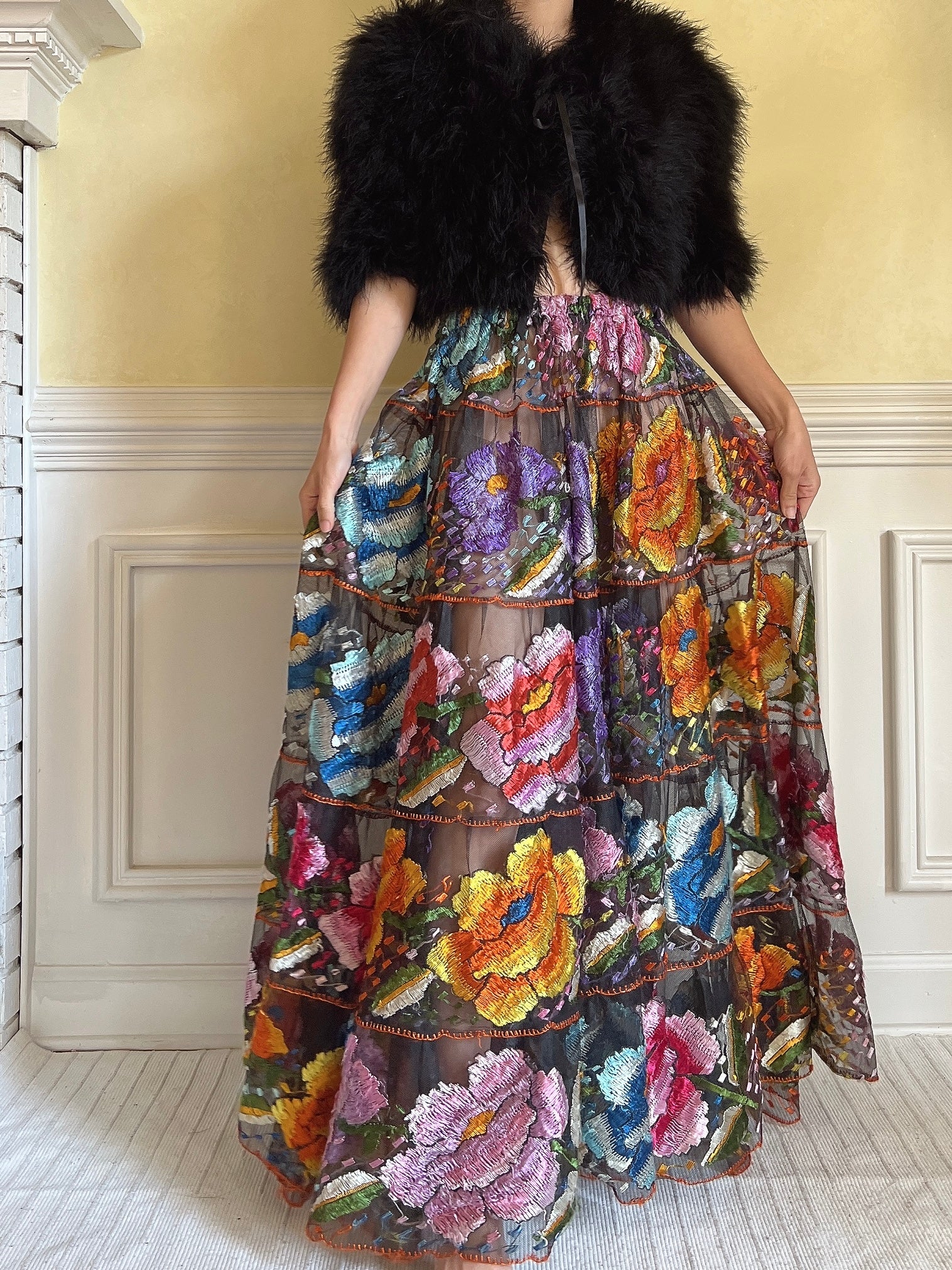 Vintage Chiapas Embroidered Skirt - 26-32” waist