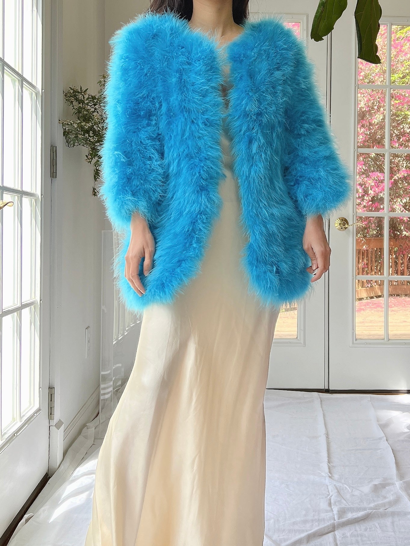 Vintage Aqua Feather Jacket S