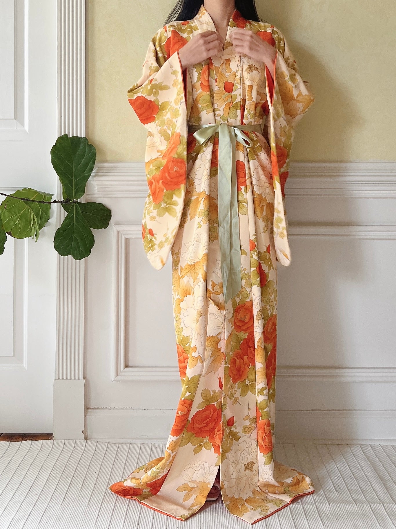 Vintage Silk Fall Florals Kimono - OSFM