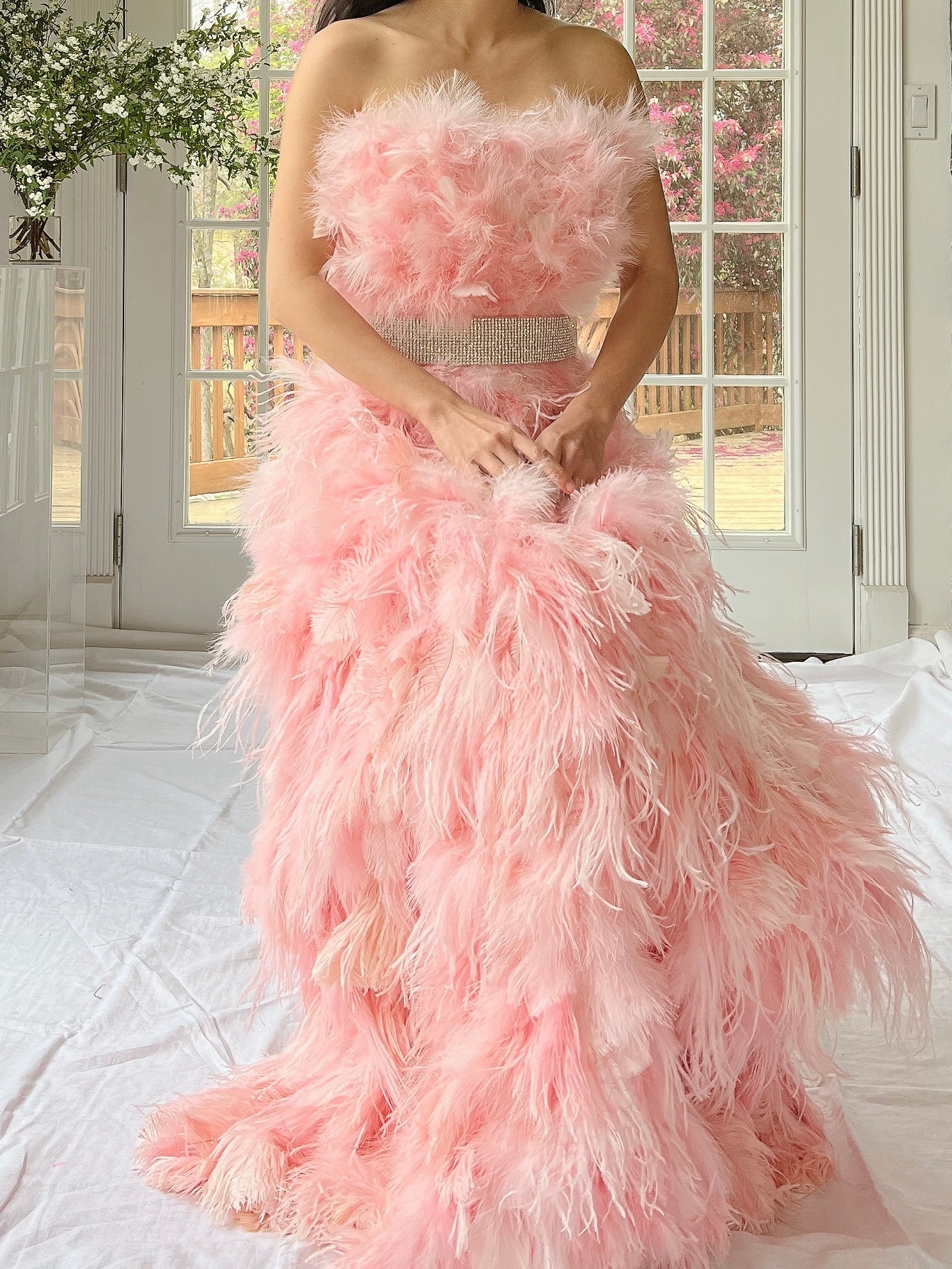 Dolce & Gabanna Pink Feather Silk Organza Gown - S/4