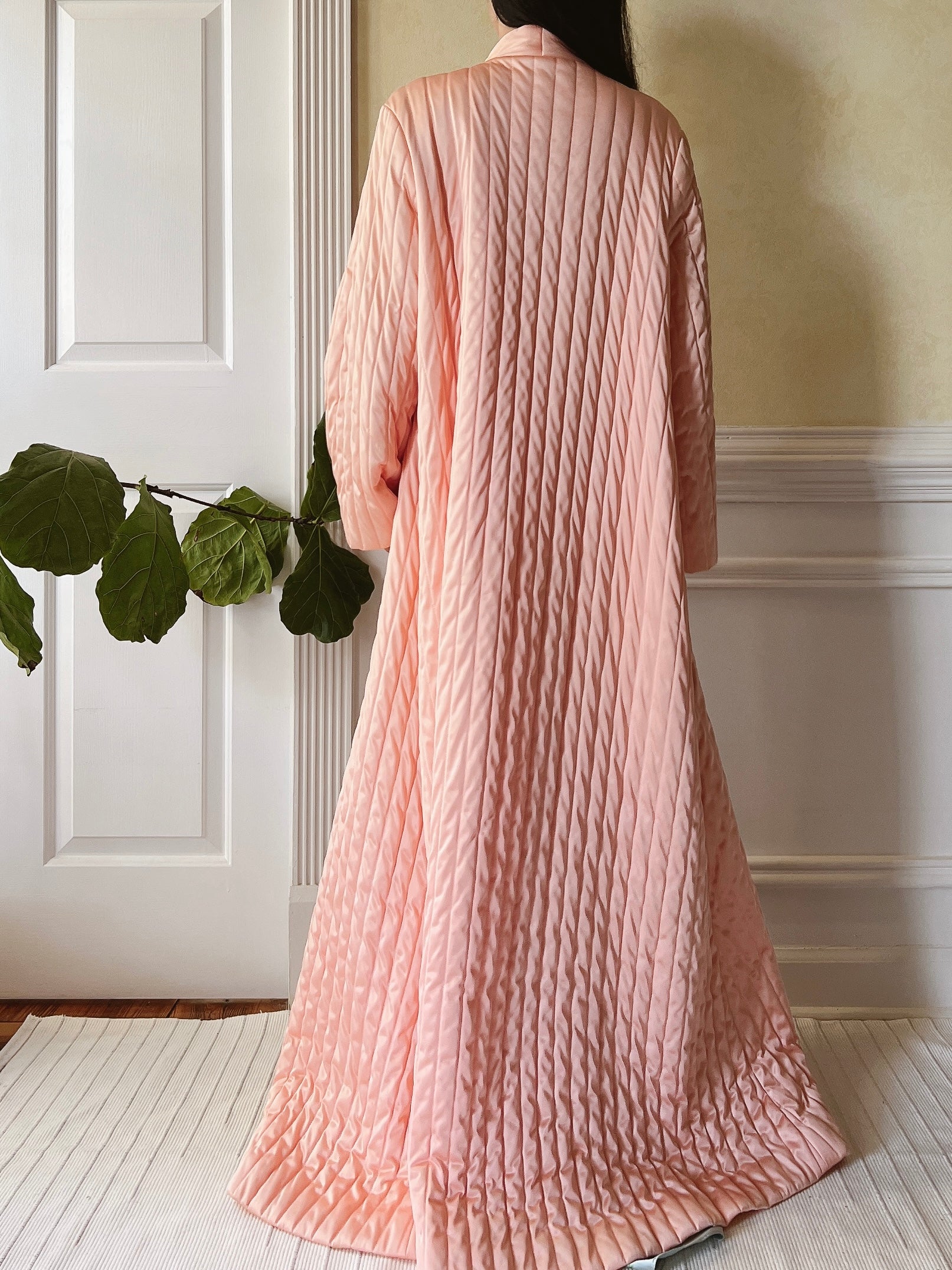 Vintage Peach Quilted Duster - M