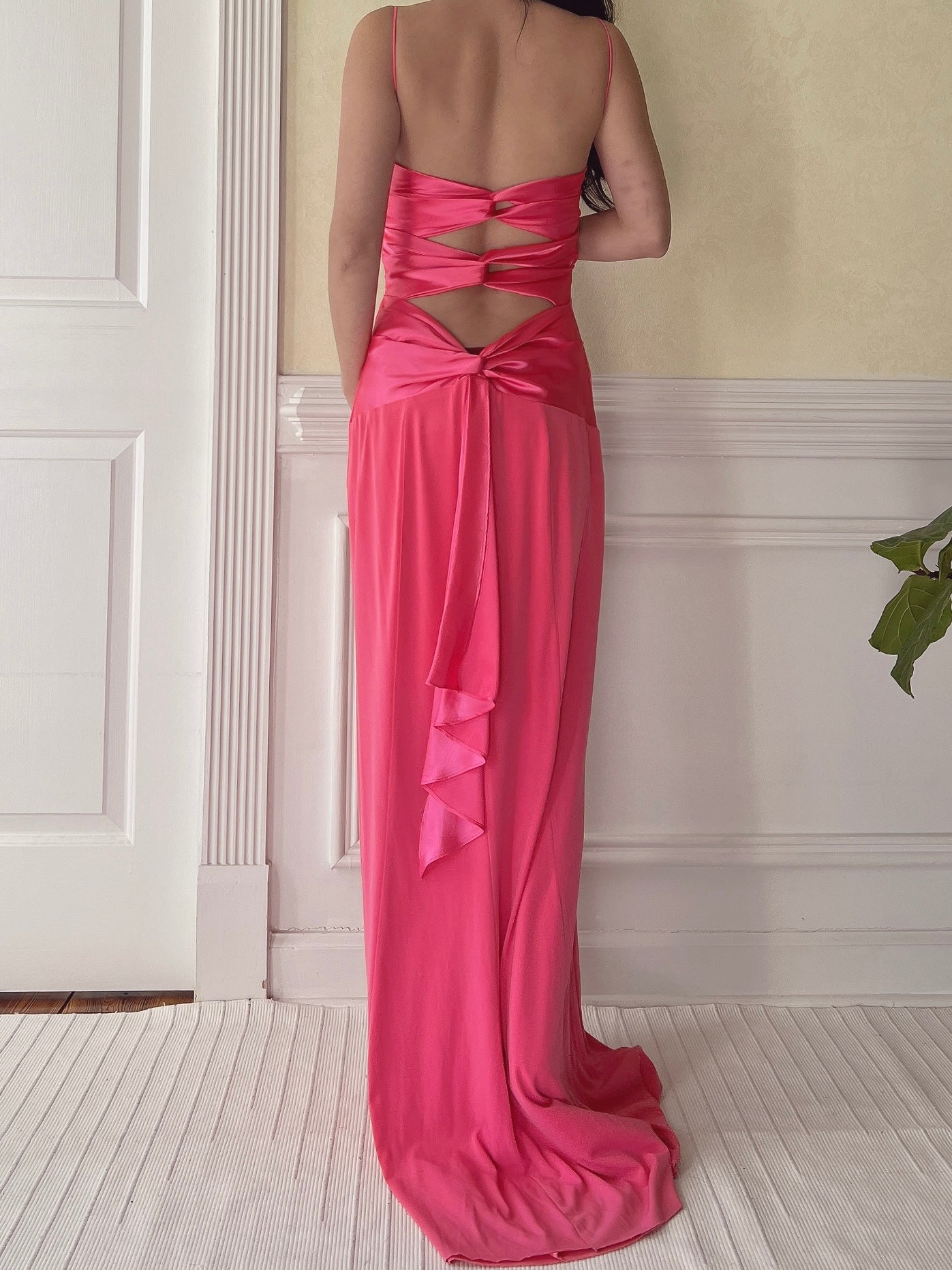 Vintage Hot Pink Jersey Dress - M
