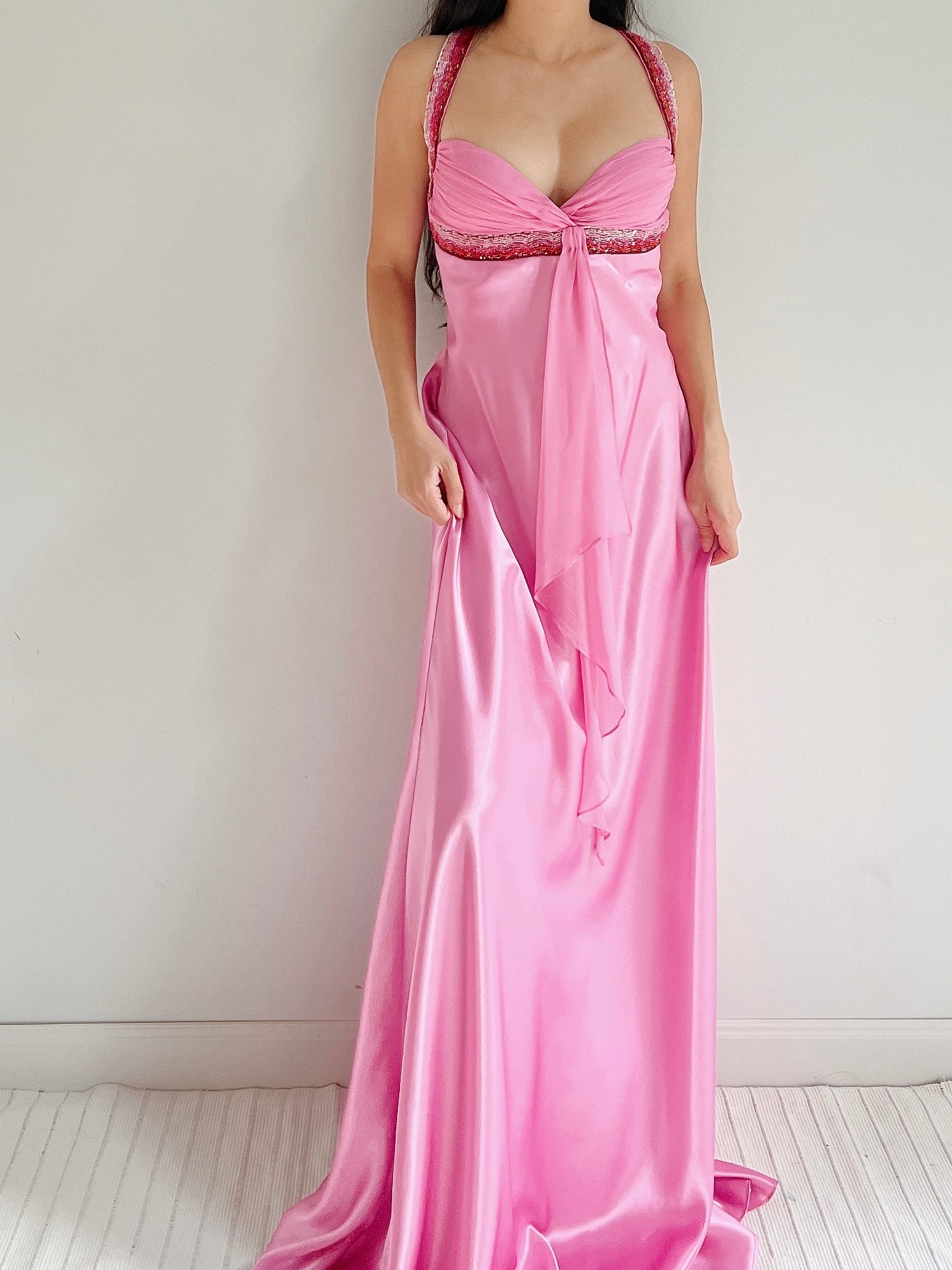 Y2K Hot Pink Satin Gown - M | G O S S A M E R Y2K Hot Pink Satin Gown - M | G O S S A M E R
