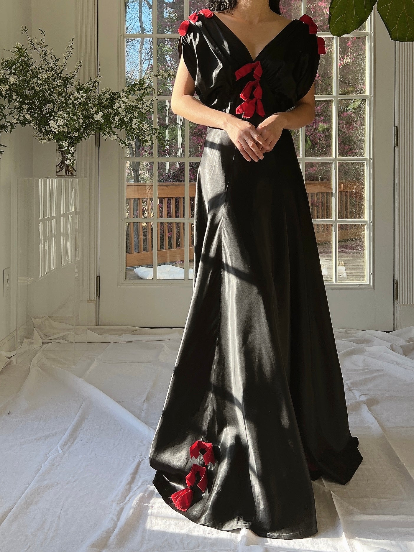 1930s Satin Bow Dress