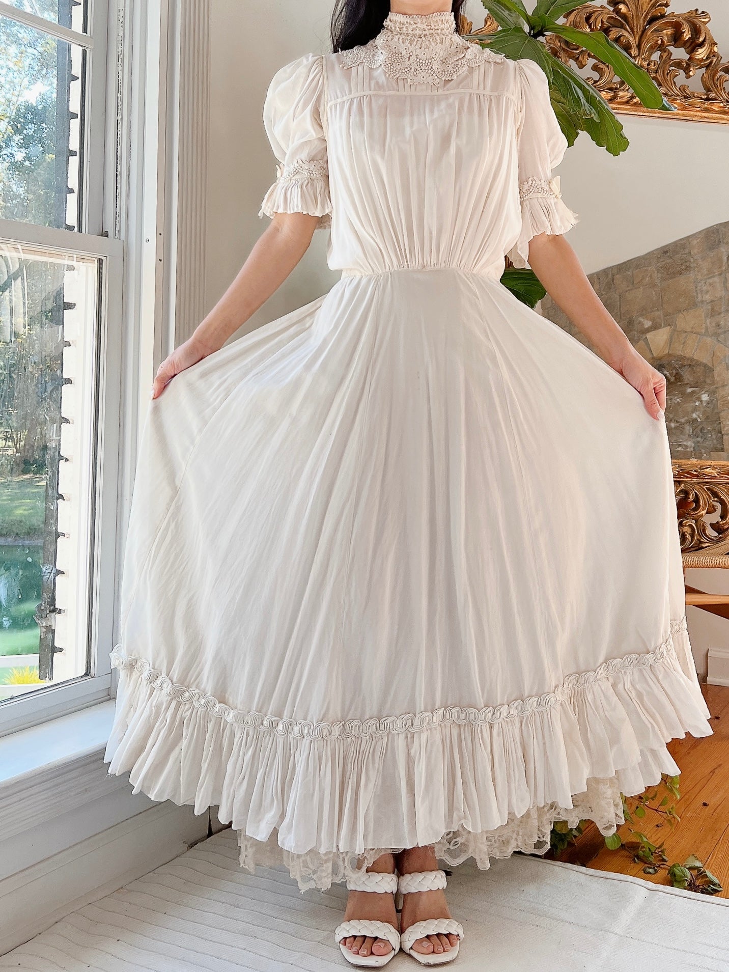Vintage Silk/Cotton High Neck Dress - XS