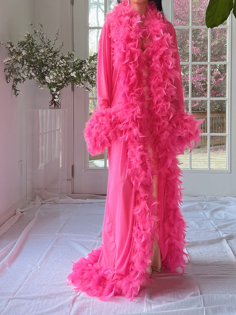 Vintage Hot Pink Feather Robe - OSFM | G O S S A M E R