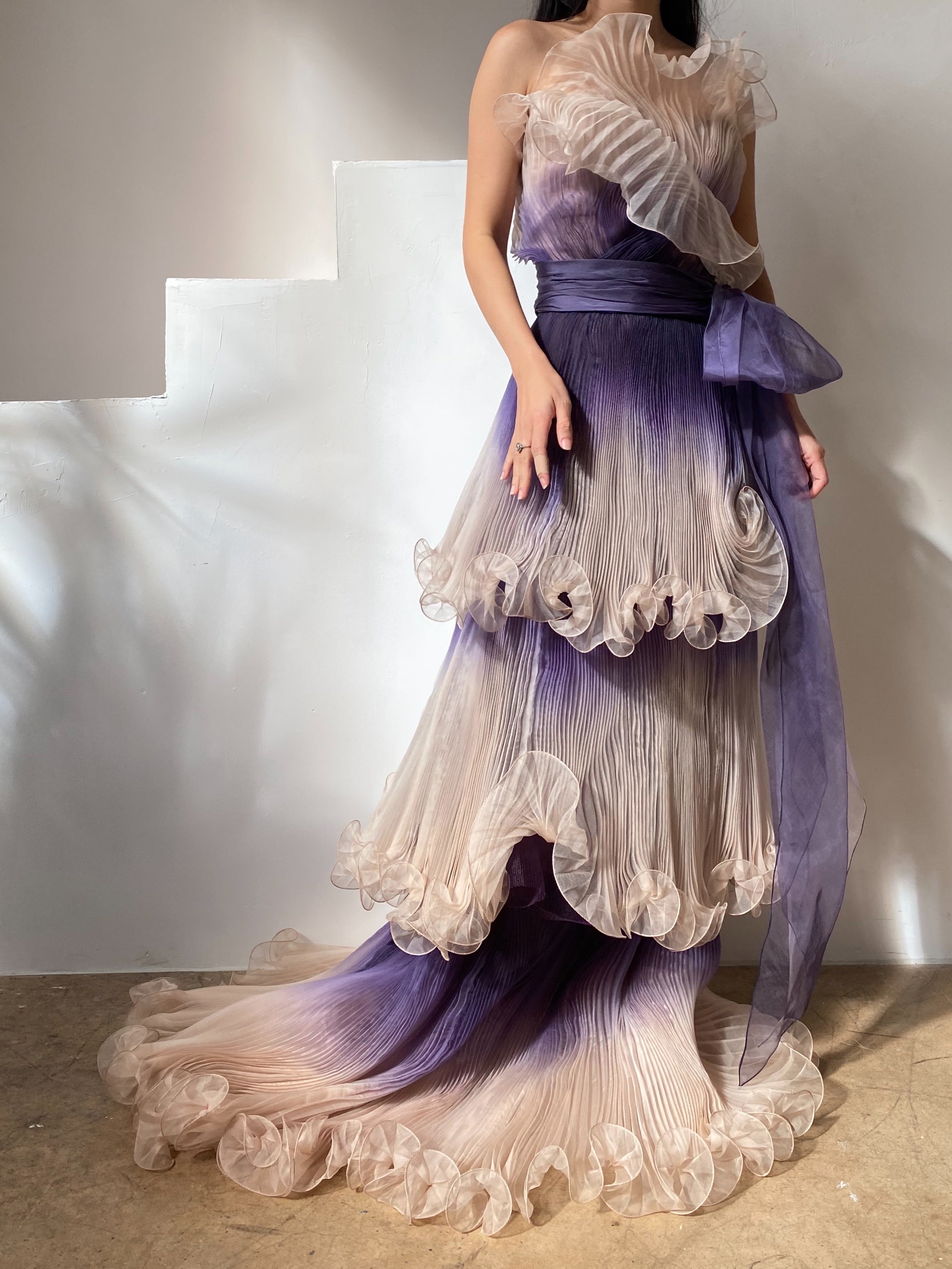 marchesa organza dress MARCHESA NOTTE Ruffled silk-organza gown