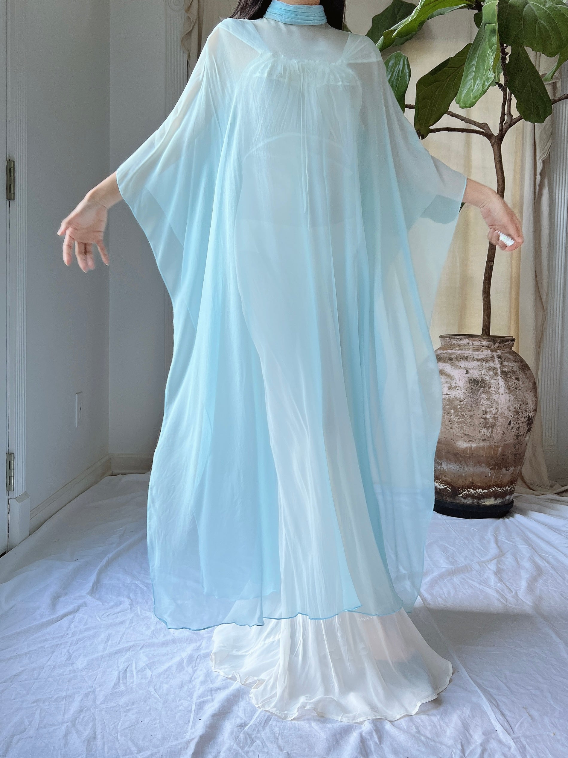 Vintage Silk Chiffon Kaftan - OSFM