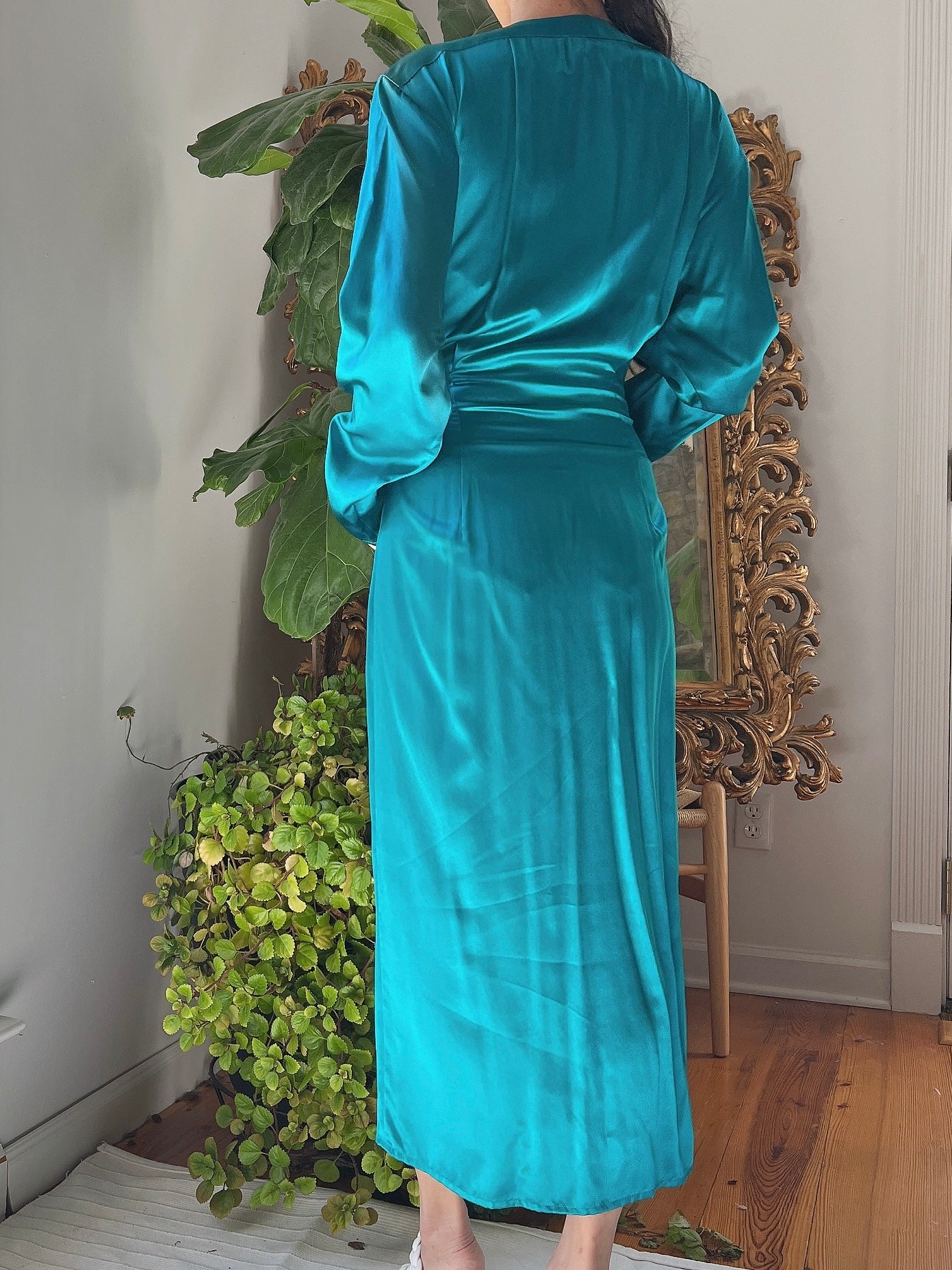 Vintage Silk Charmeuse Wrap Dress - S/M