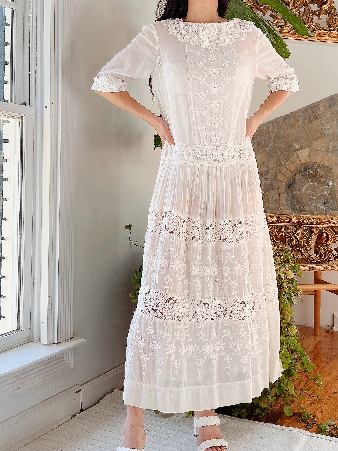 1910/1920s Cotton Embroidered Dress - M/L | G O S S A M E R 1910/1920s Cotton Embroidered Dress - M/L | G O S S A M E R