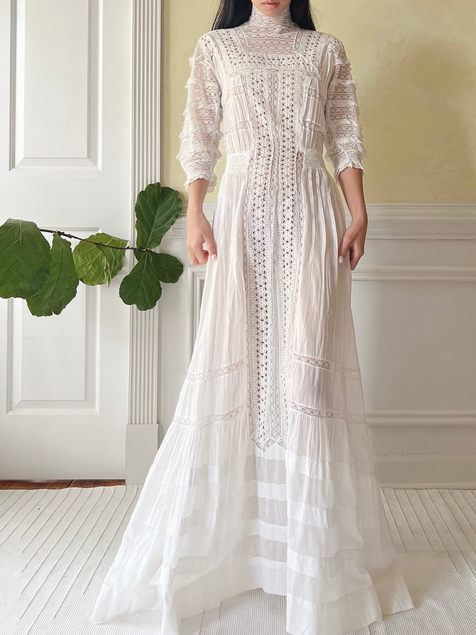Victorian Cotton Lace and Embroidered Dress - XS | G O S S A M E R Victorian Cotton Lace and Embroidered Dress - XS | G O S S A M E R