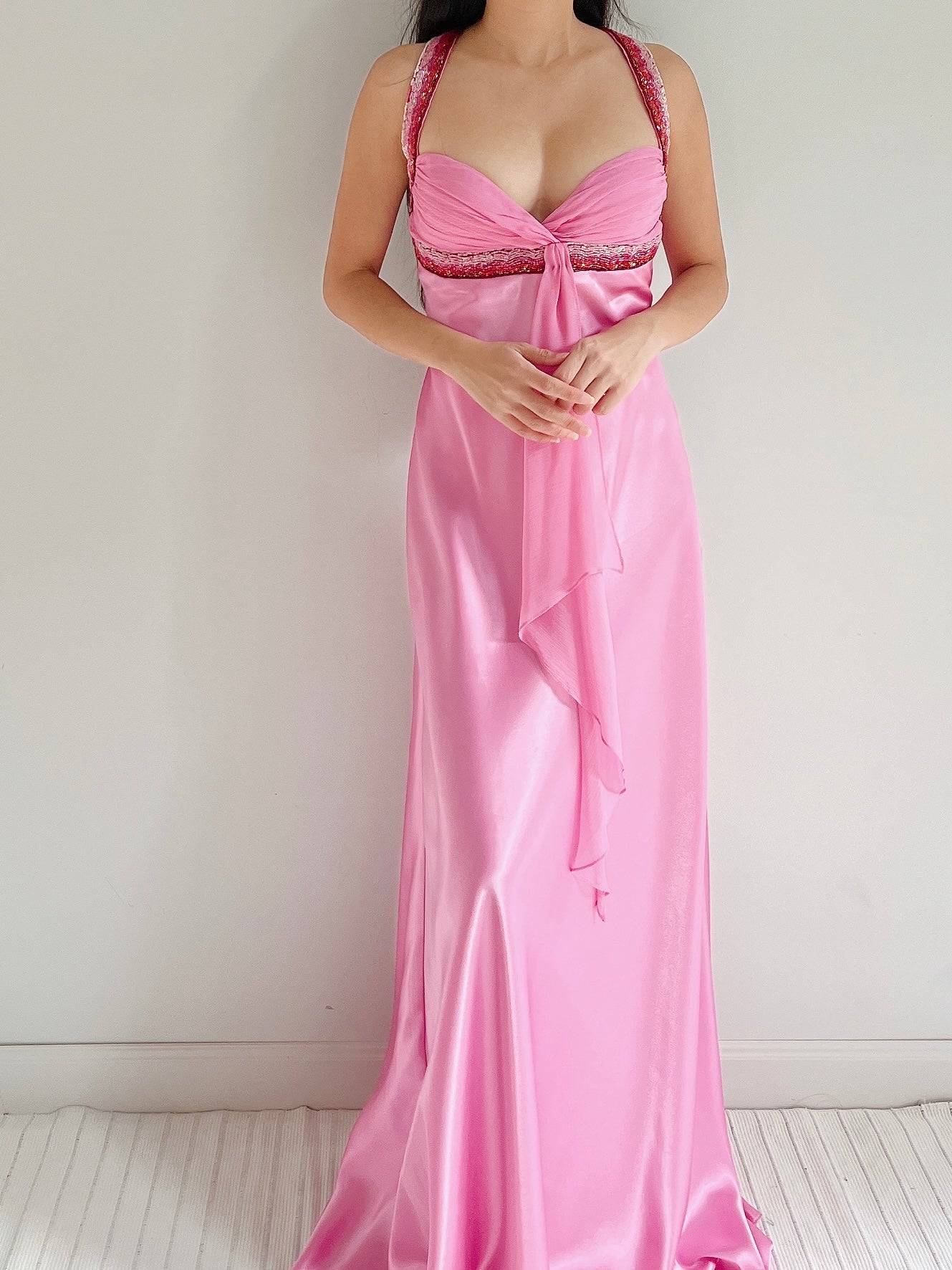 Y2K Hot Pink Satin Gown - M
