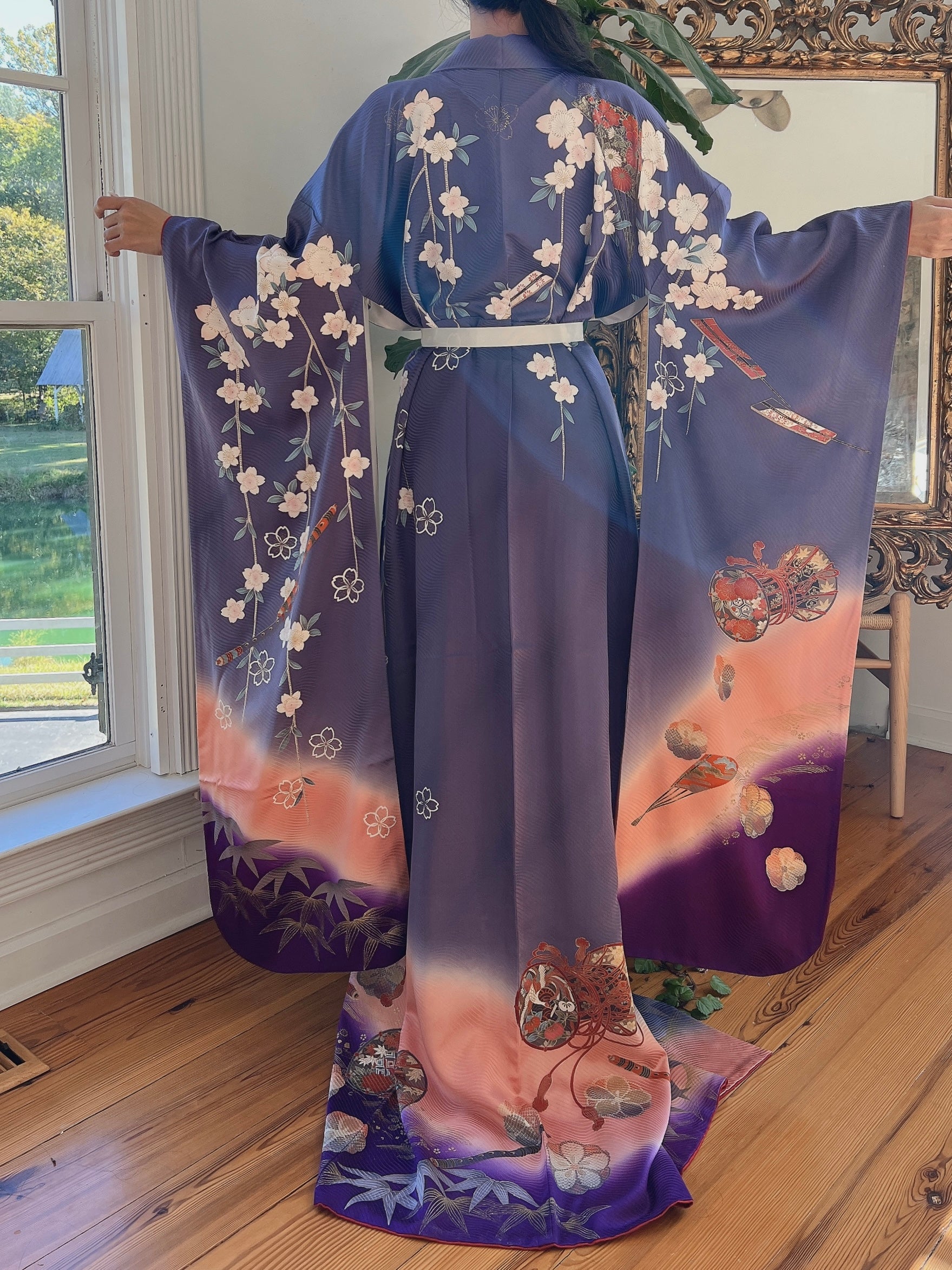 Vintage Purple Silk Kimono - OSFM