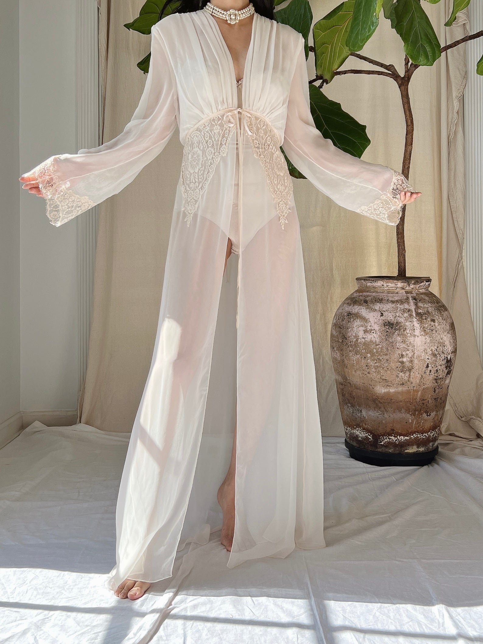 Vintage Chiffon Dressing Gown - S-L
