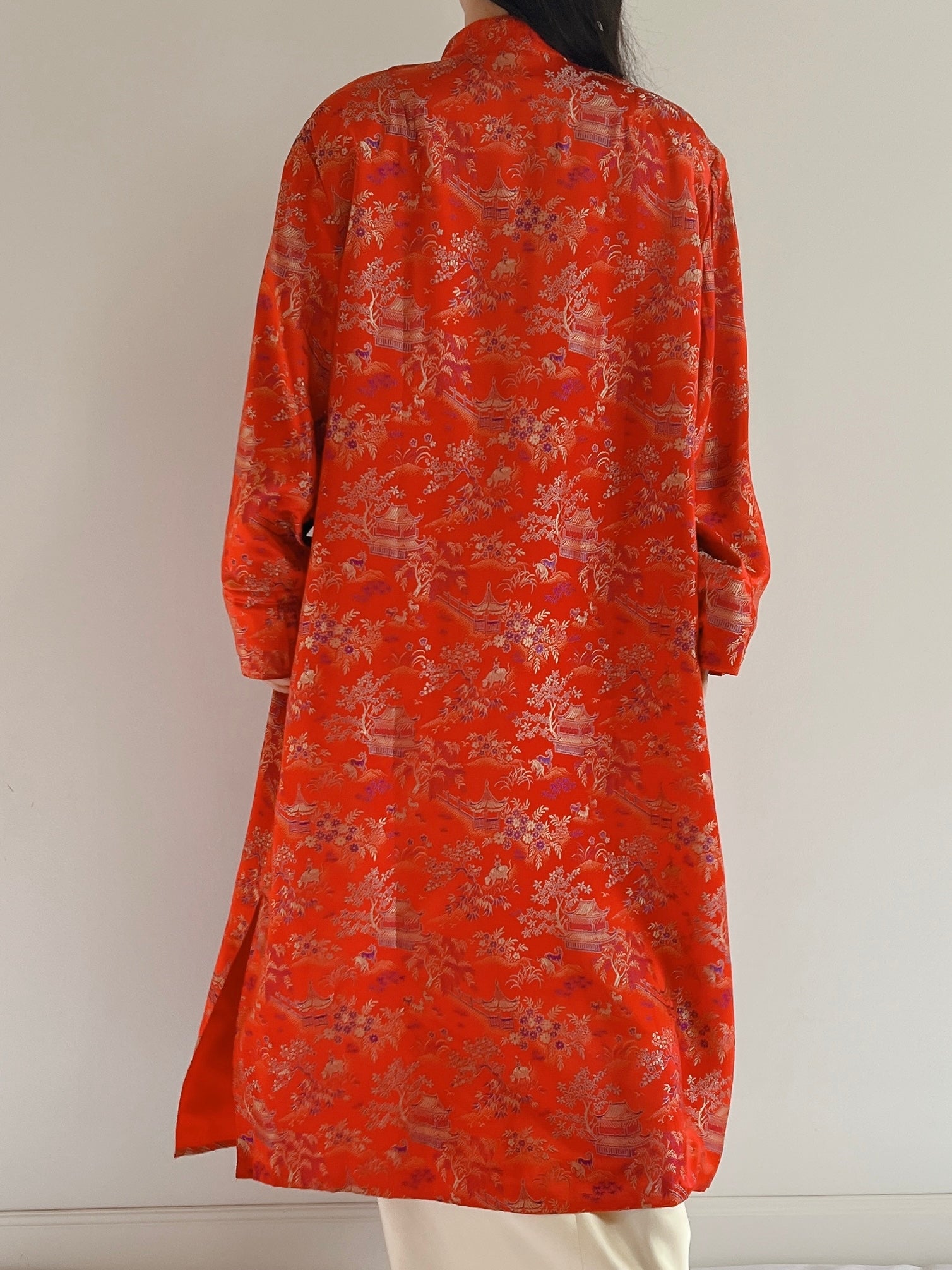 1960s Red Brocade Duster - M