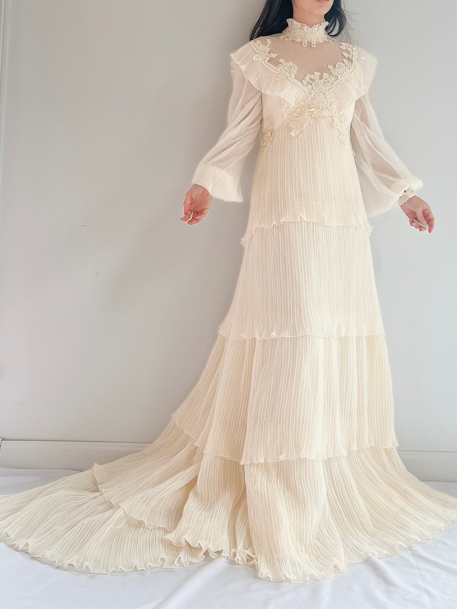 Vintage Pleated Chiffon Gown - M | G O S S A M E R Vintage Pleated Chiffon Gown - M | G O S S A M E R