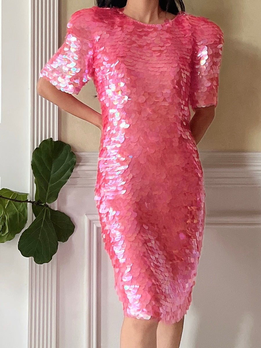 Vintage Paillettes Sequins Dress - S
