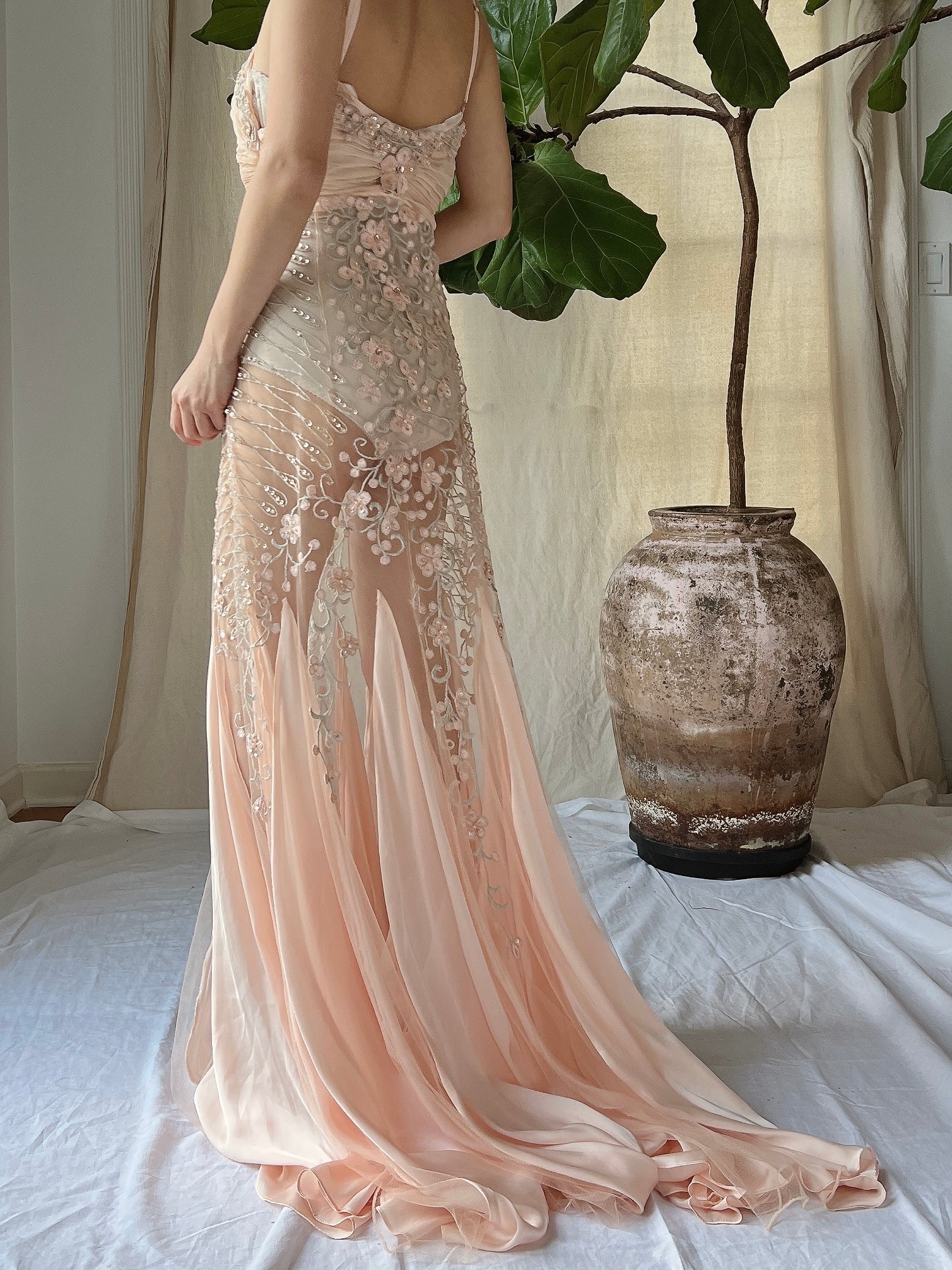 vintage sheer dress Pink Floral Voile - M or romantic weddings Vintage 1920s Voile Dress Sheer