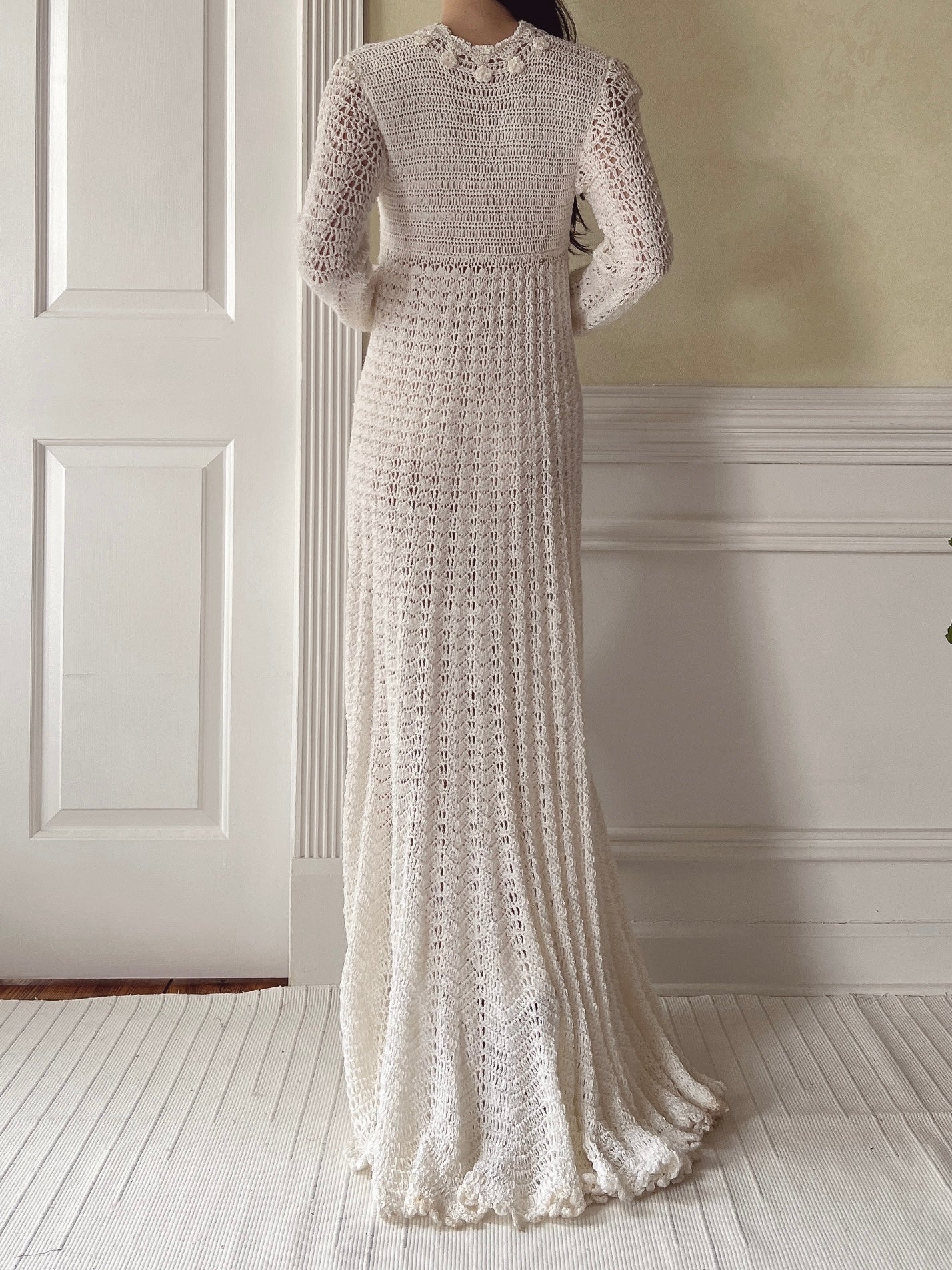 Vintage Knit Crochet Dress - XS-M