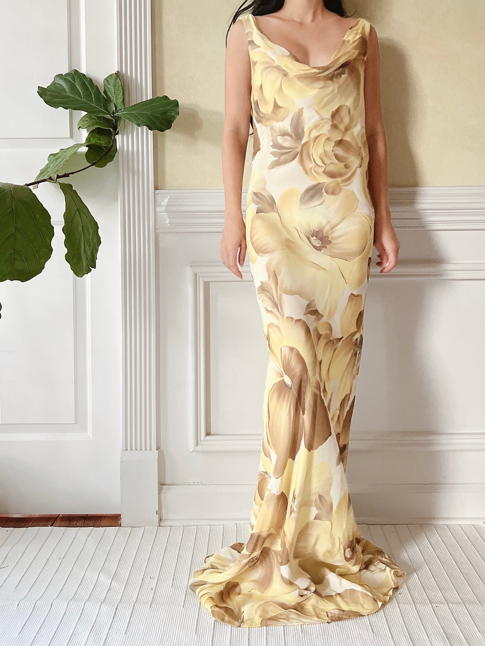 Vintage Floral Chiffon Rayon Slip Dress - S/M