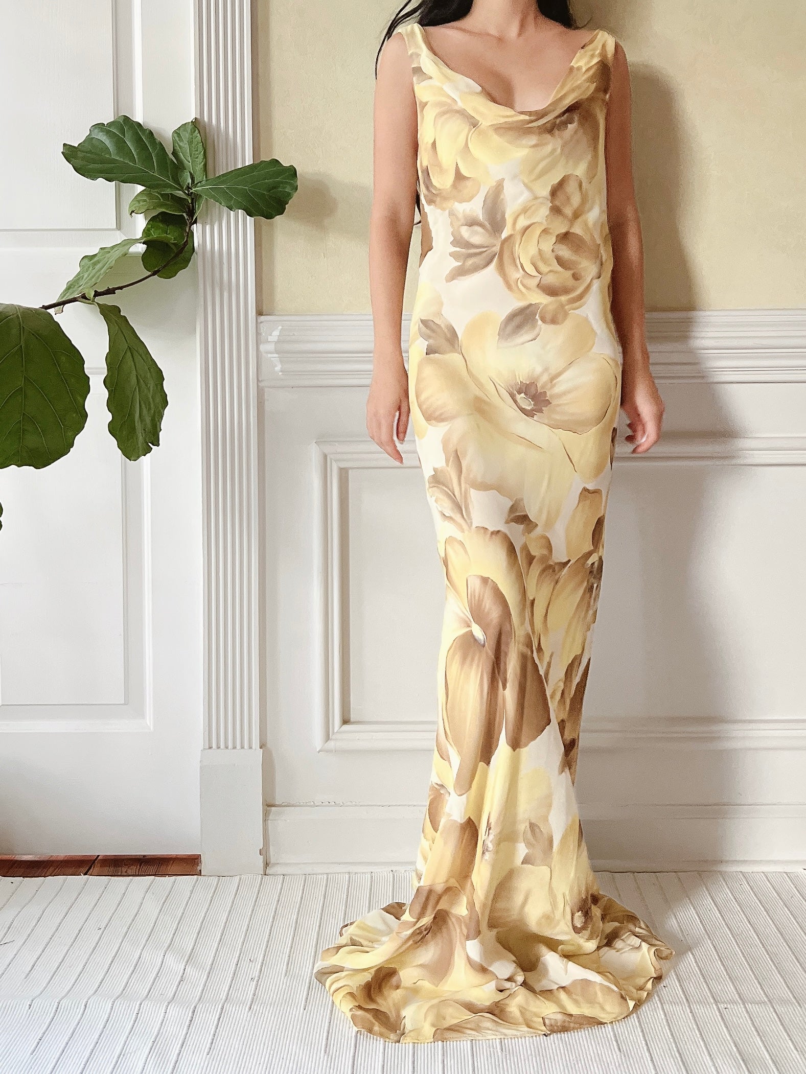 Vintage Floral Chiffon Rayon Slip Dress