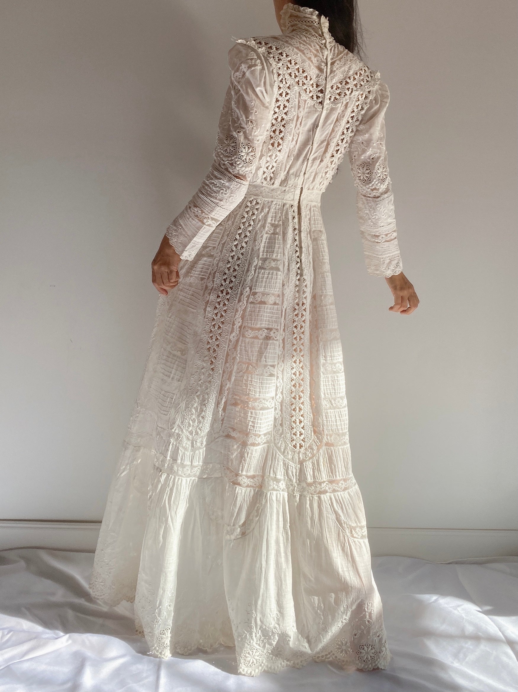 Victorian Mixed Lace Gown - S