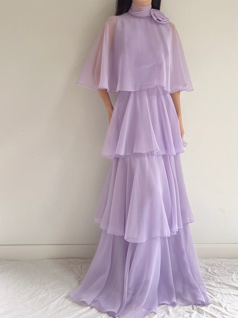 Vintage Lilac Chiffon Dress