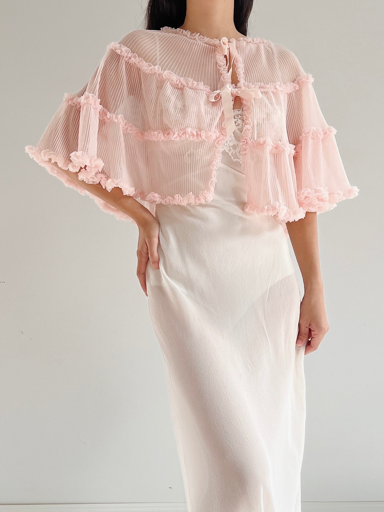 1950s Pink Nylon Capelet - One Size