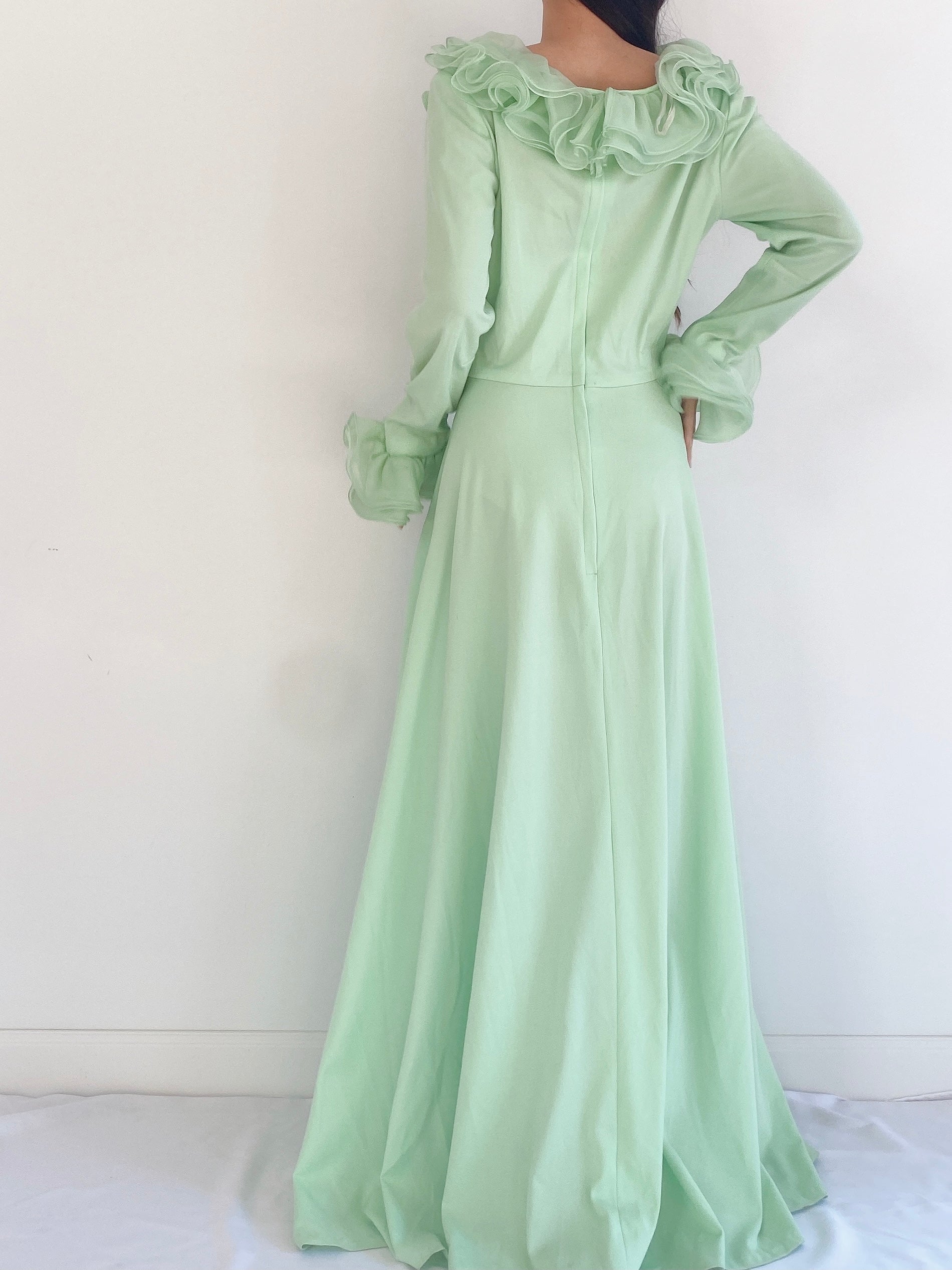Vintage Mint Ruffle Dress - S