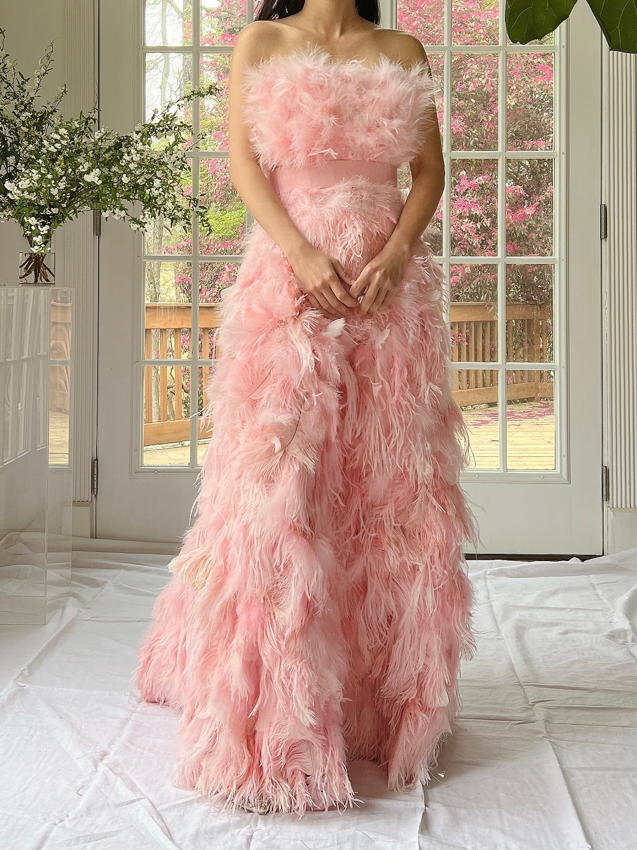 Dolce & Gabanna Pink Feather Silk Organza Gown - S/4