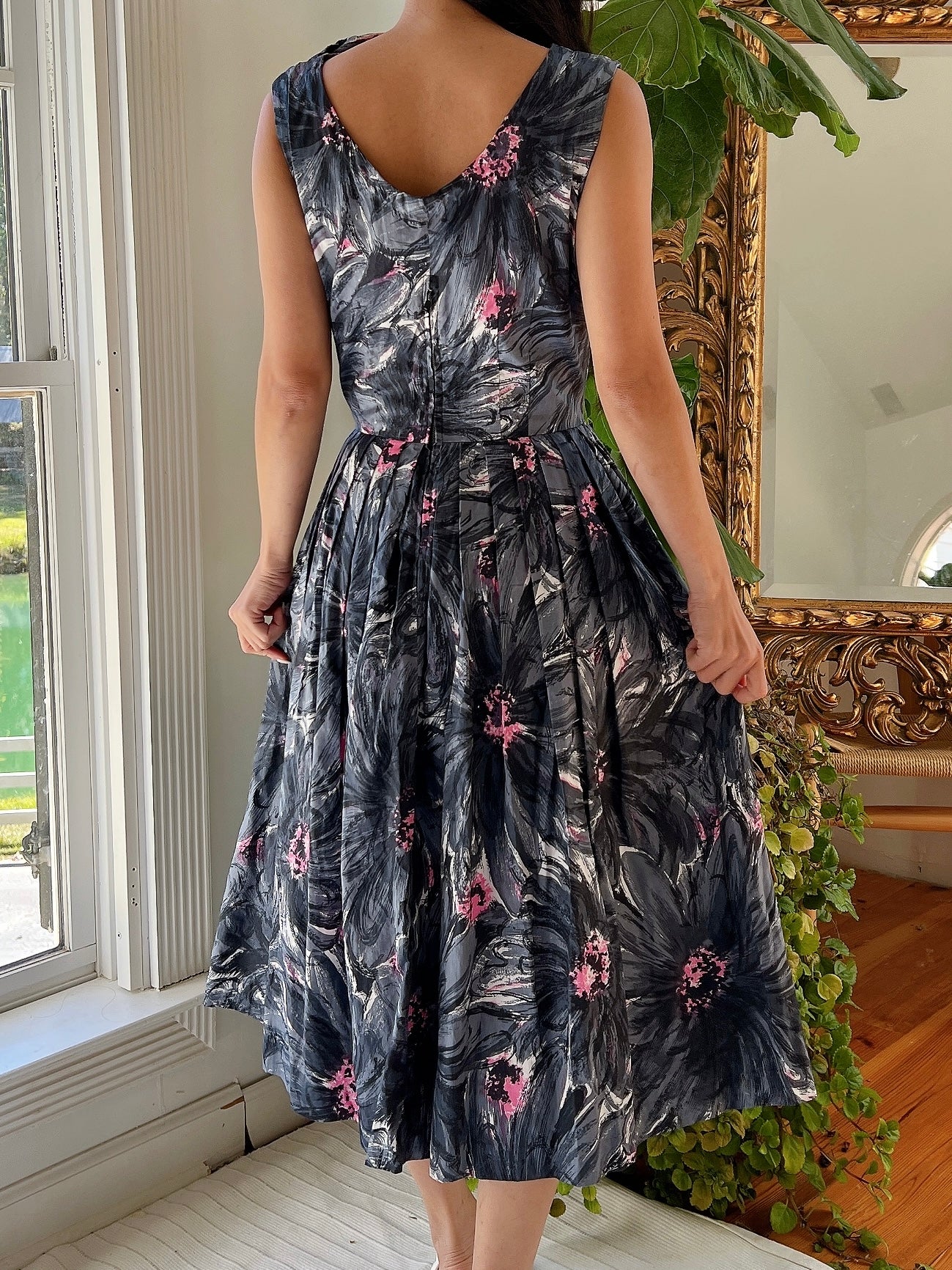 1950s Cotton Abstract Dress - XS/S
