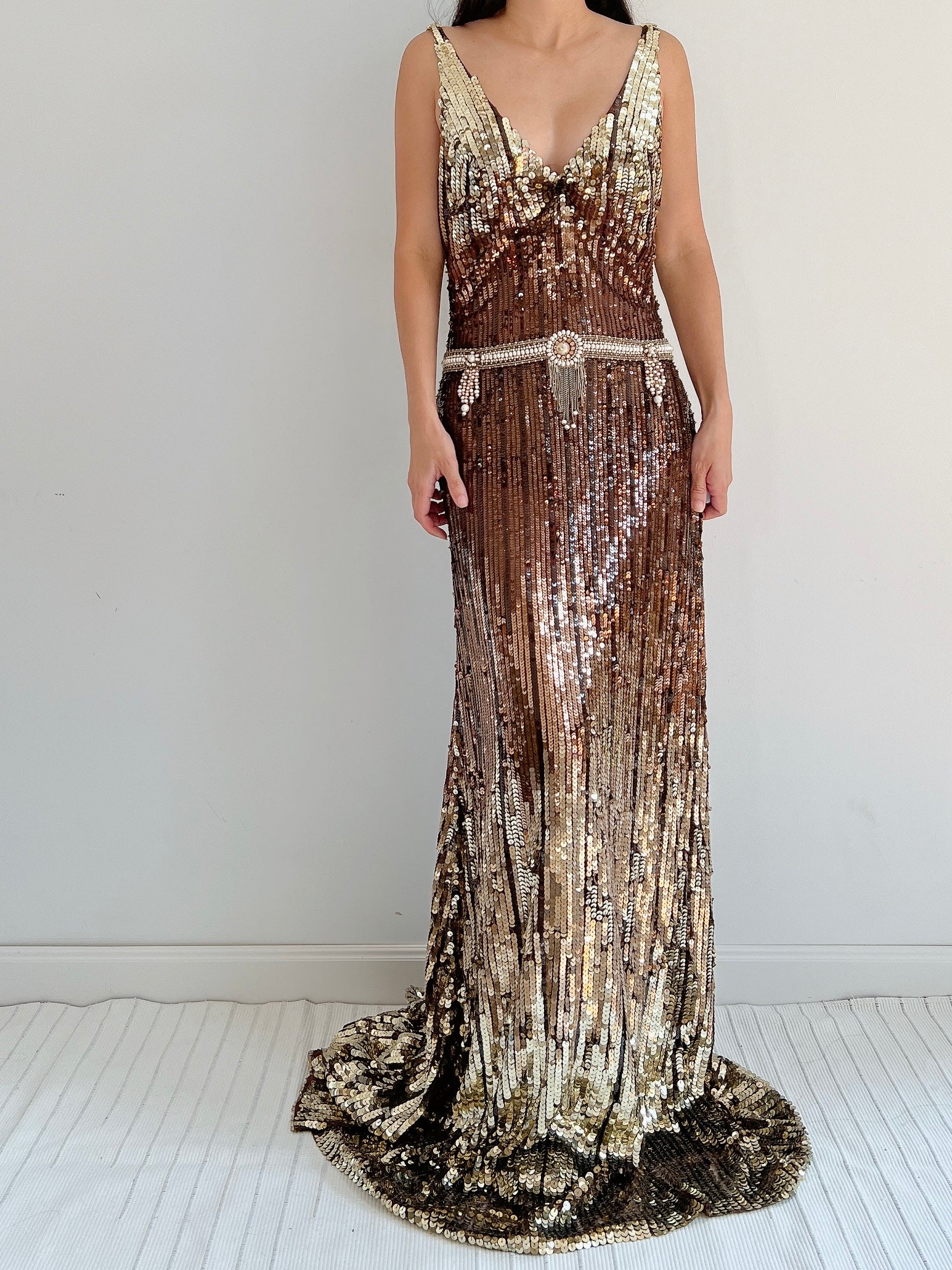 Vintage Reem Acra Sequins Ombre Gown - M Vintage Reem Acra Sequins Ombre Gown - M