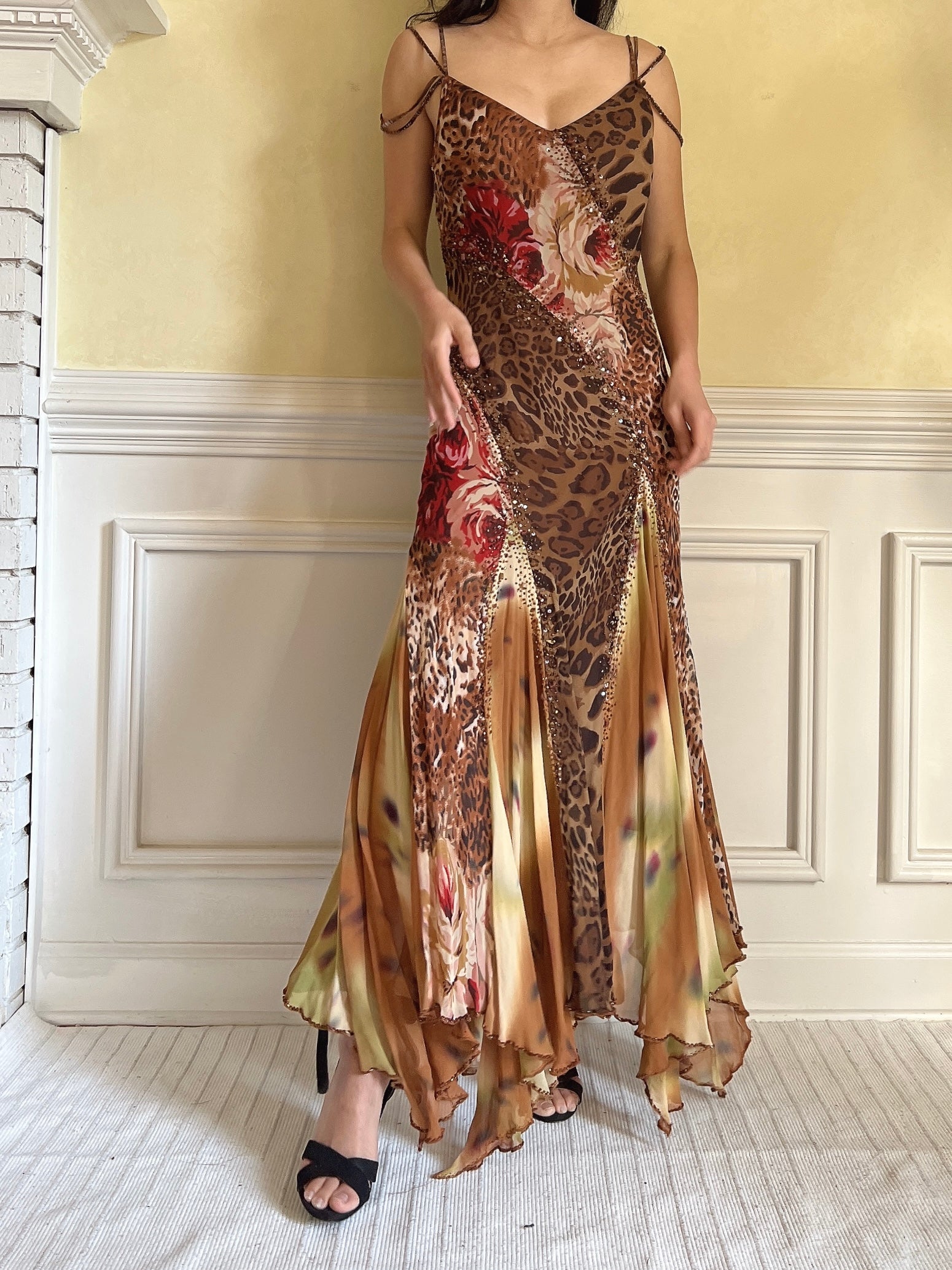 Vintage Silk Floral Chiffon Gown - S Vintage Silk Floral Chiffon Gown - S