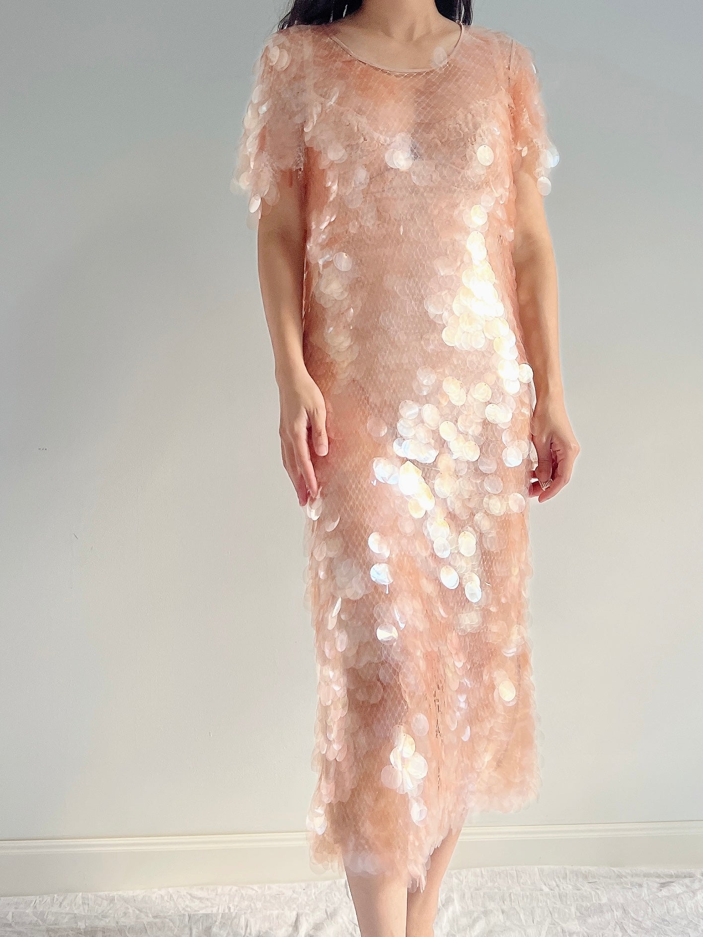 GIVENCHY Peach Paillette Dress - S-M | G O S S A M E R GIVENCHY Peach Paillette Dress - S-M | G O S S A M E R
