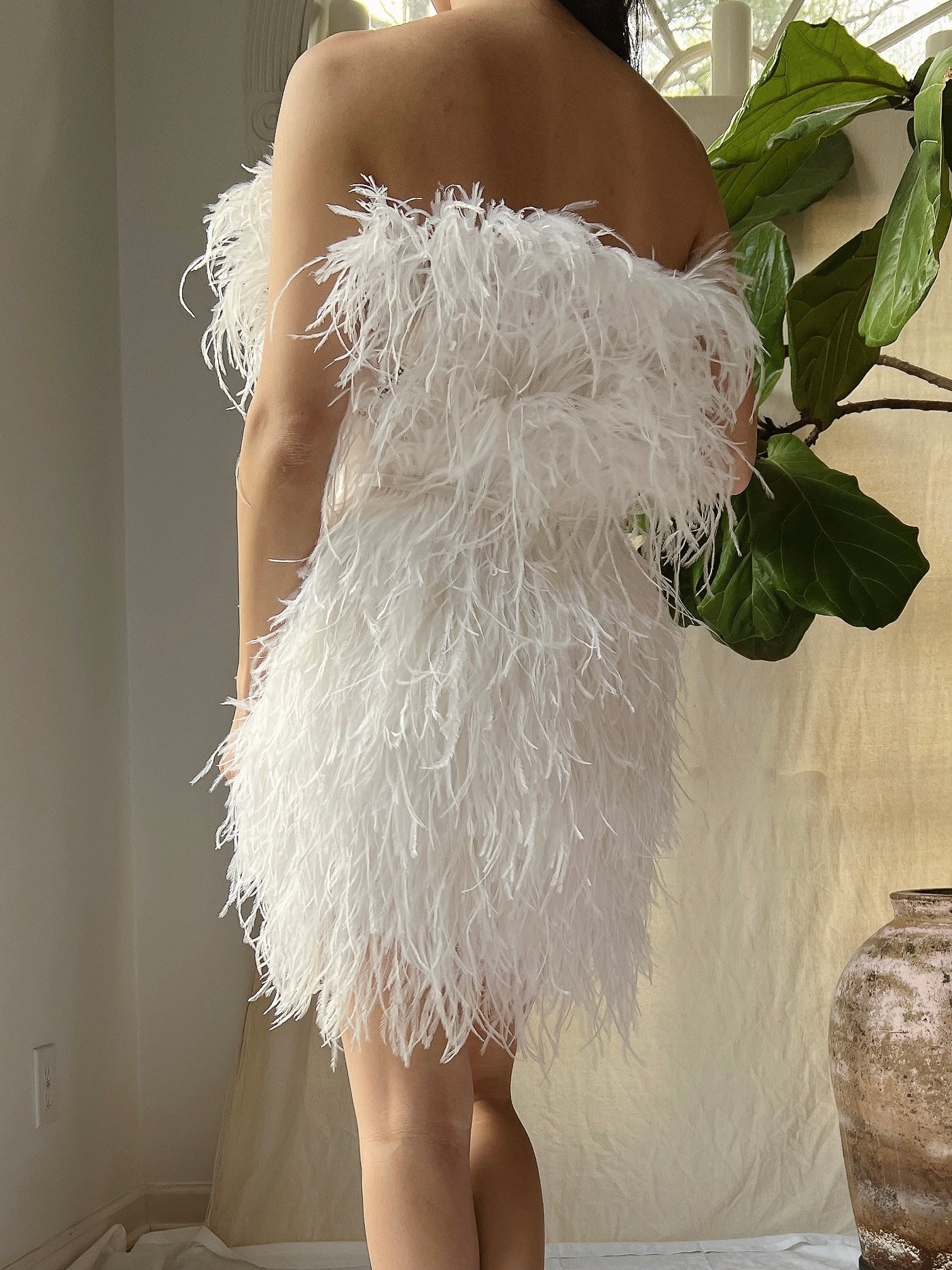 Ostrich Feather Mini Dress - S/M
