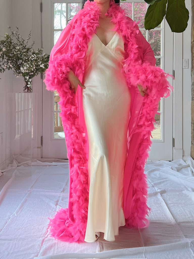 Vintage Hot Pink Feather Robe - OSFM | G O S S A M E R