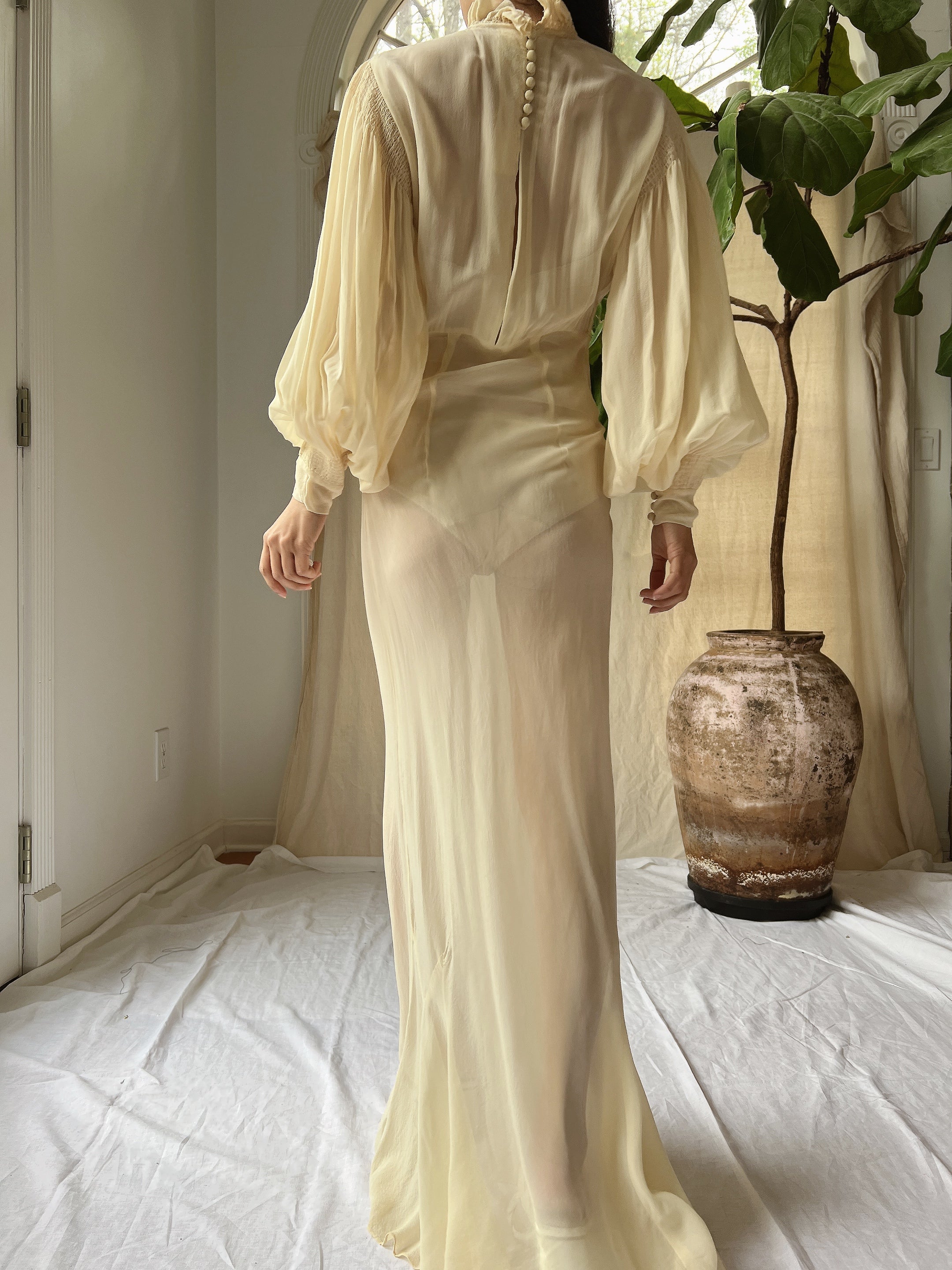 1930s chiffon dress 30s Floral Silk Chiffon Dress