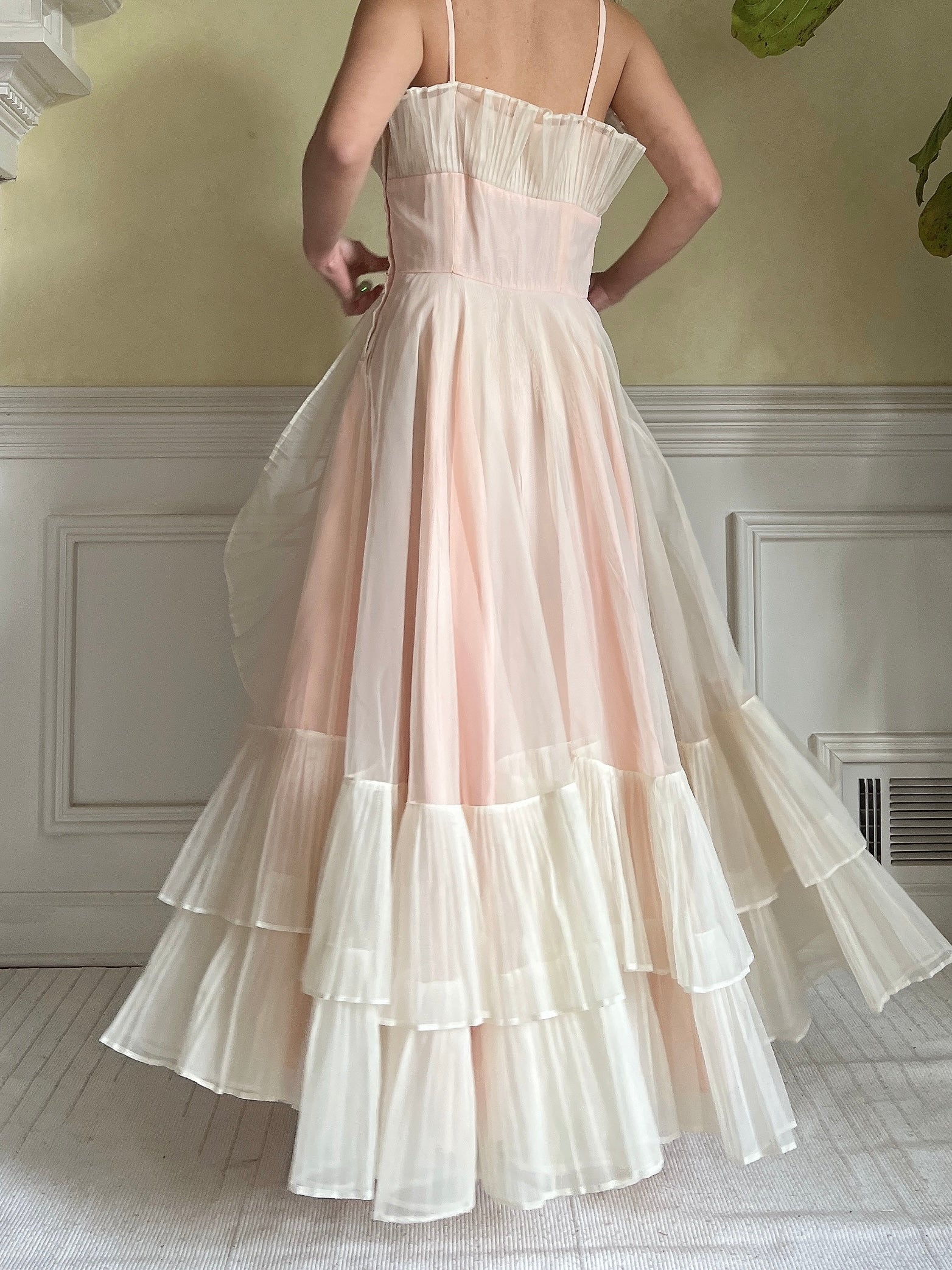1950s Net Chiffon Ruffle Dress - XS/S