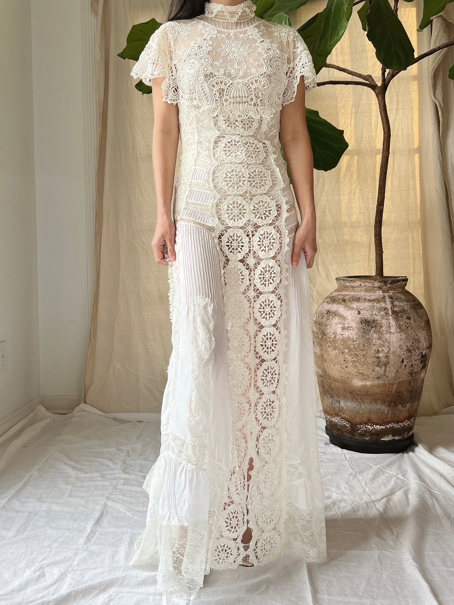 Vintage Victorian Inspired Silk and Cotton Dress - S/M | G O S S A M E R Vintage Victorian Inspired Silk and Cotton Dress - S/M | G O S S A M E R