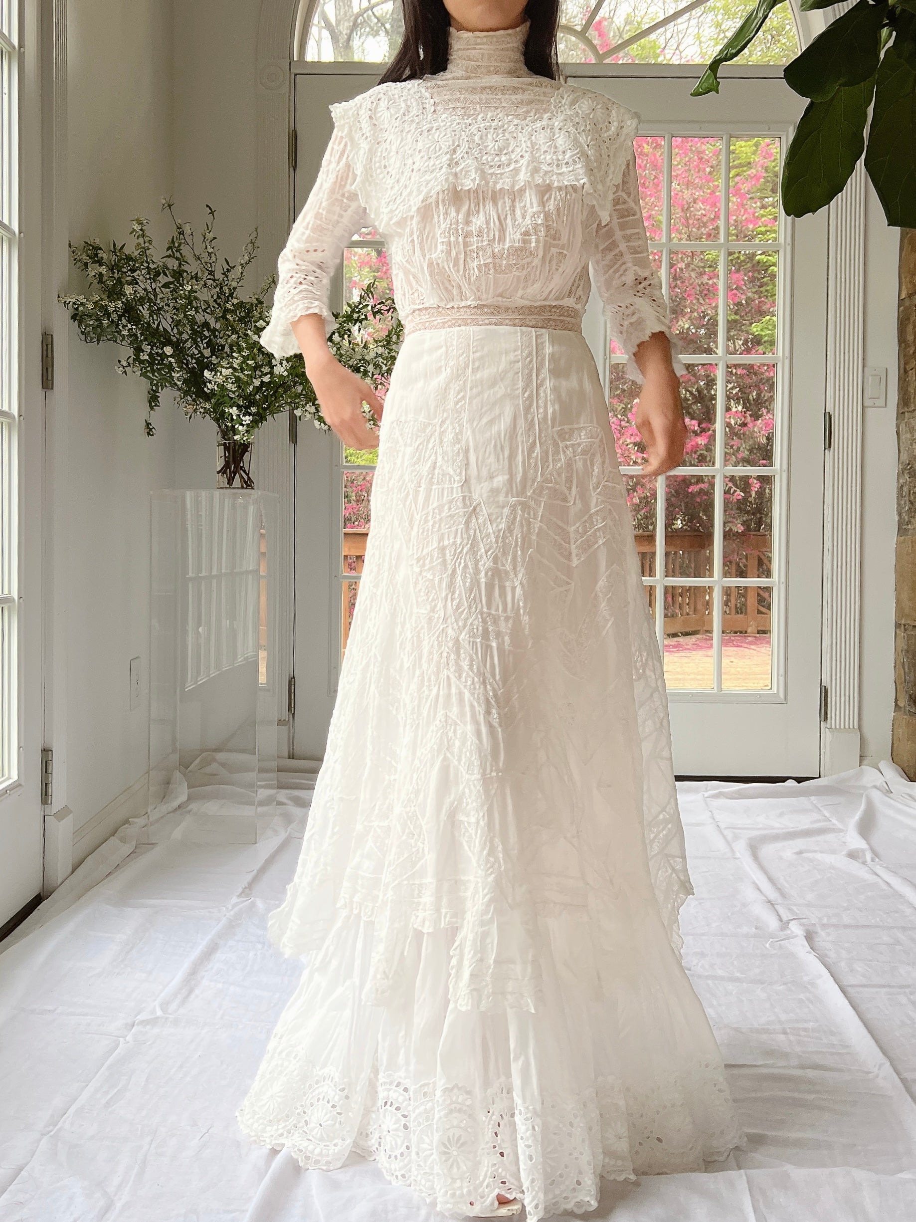 edwardian high neck lace dress Edwardian Style Gothic Black Long Dress