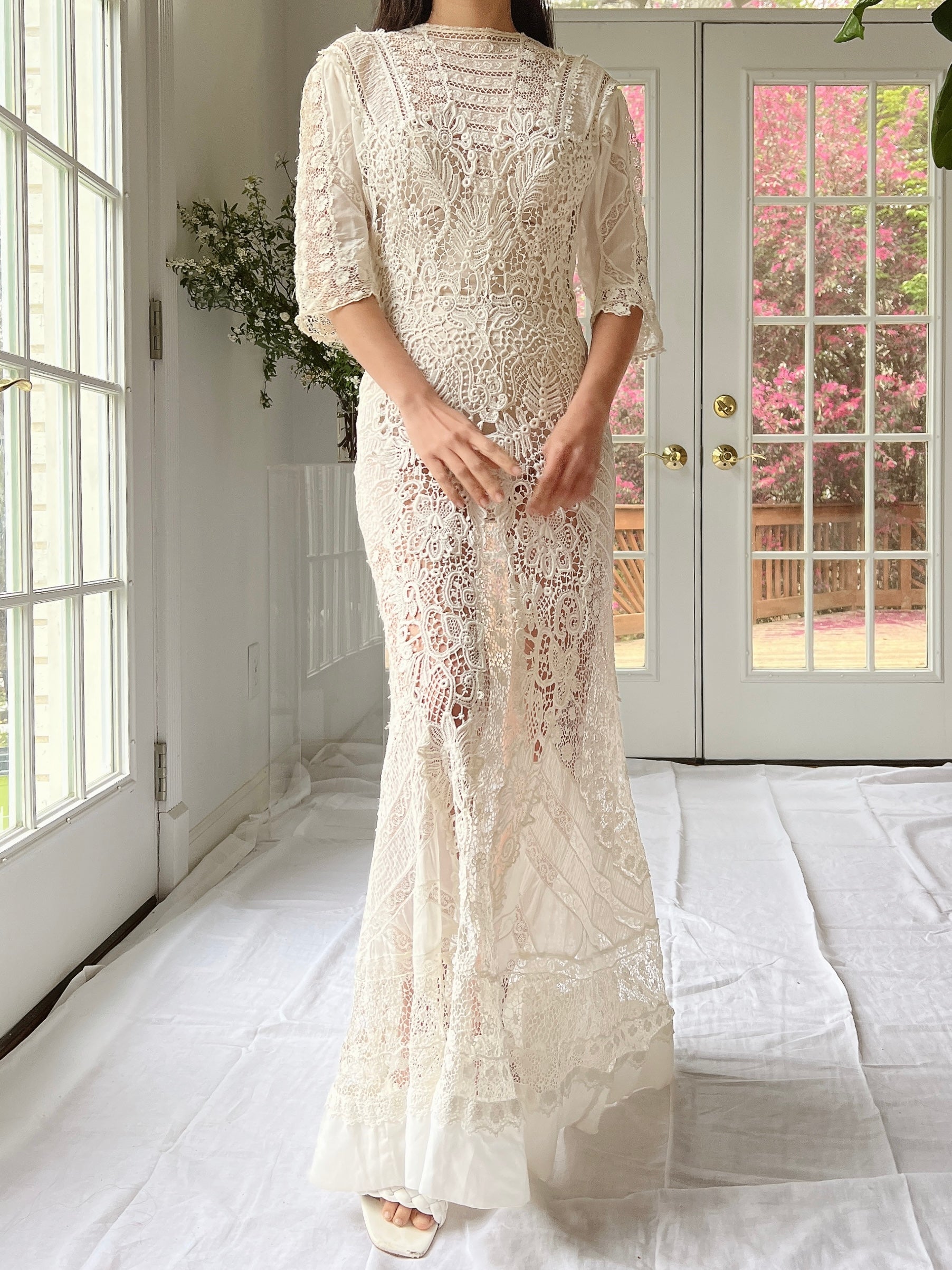 Antique Crochet Embroidered Dress - XS/S | G O S S A M E R Antique Crochet Embroidered Dress - XS/S | G O S S A M E R