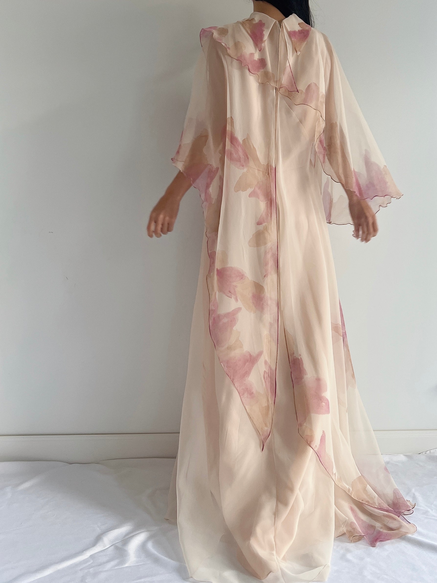 Vintage Chiffon Watercolor Gown - M