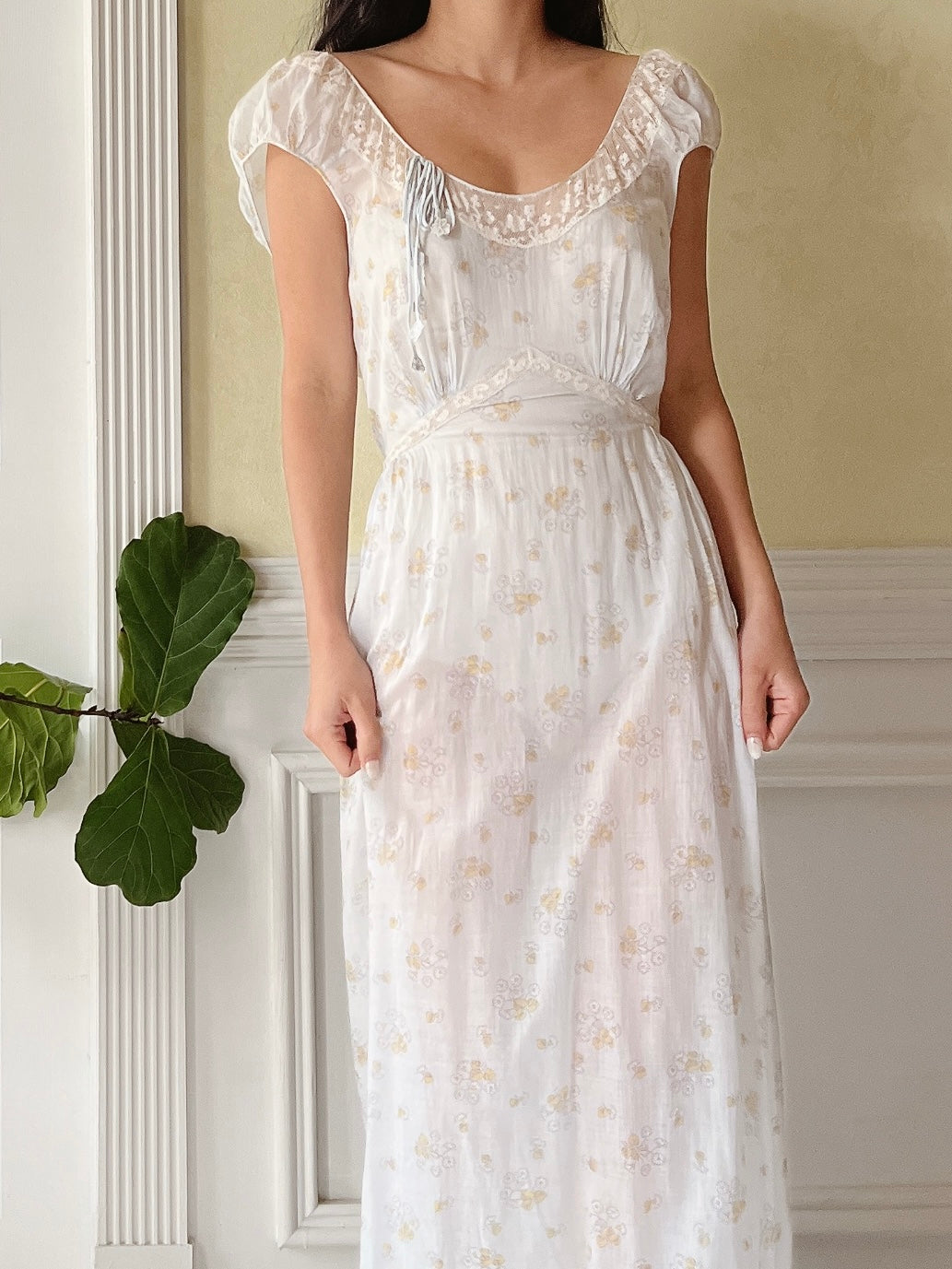 1940s Cotton/Silk Cap Sleeve Dress - S
