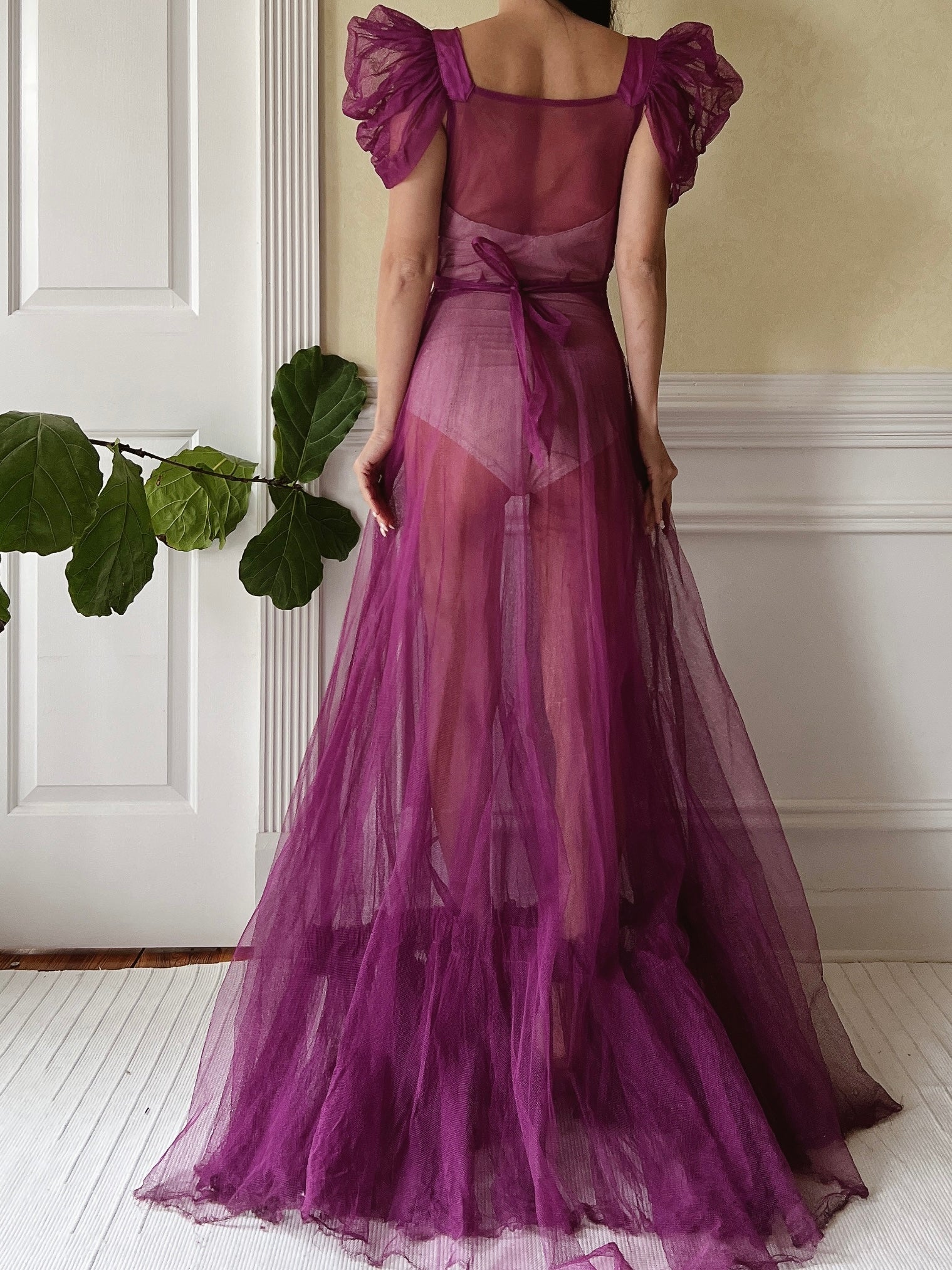 1940s Purple Net Tulle Gown XS G O S S A M E R