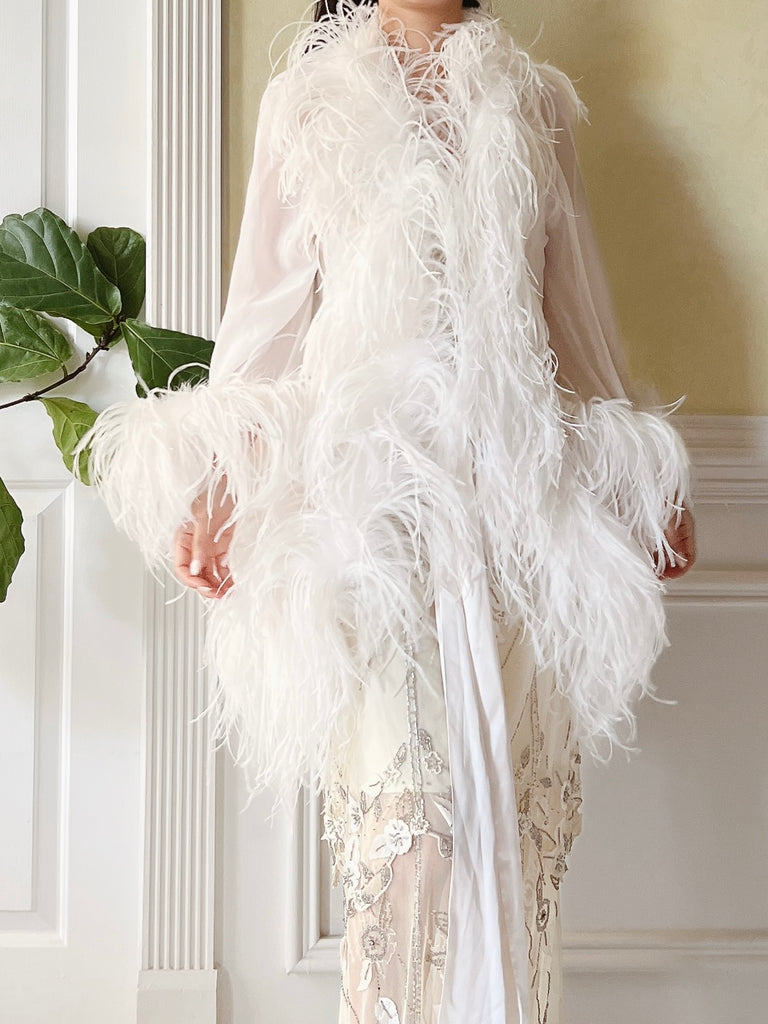 Feathery Robe Silk Feather Dressing Robe - OSFM | G O S S A M E R