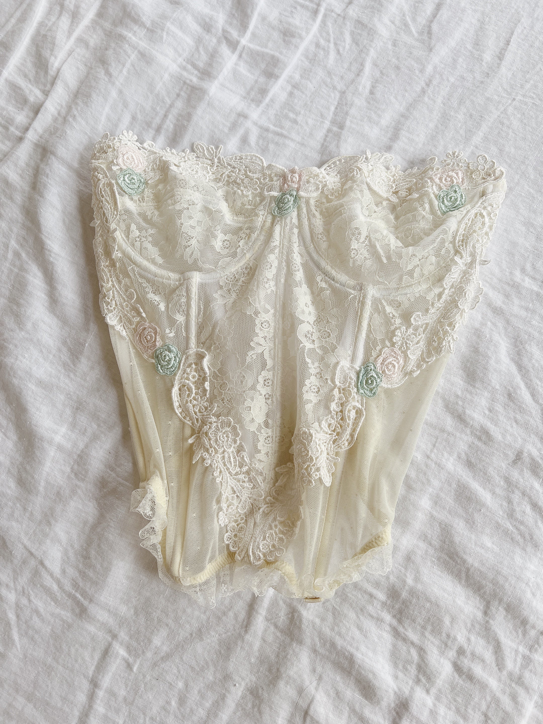 RARE Vintage VS Embroidered Bustier - 32B/XS