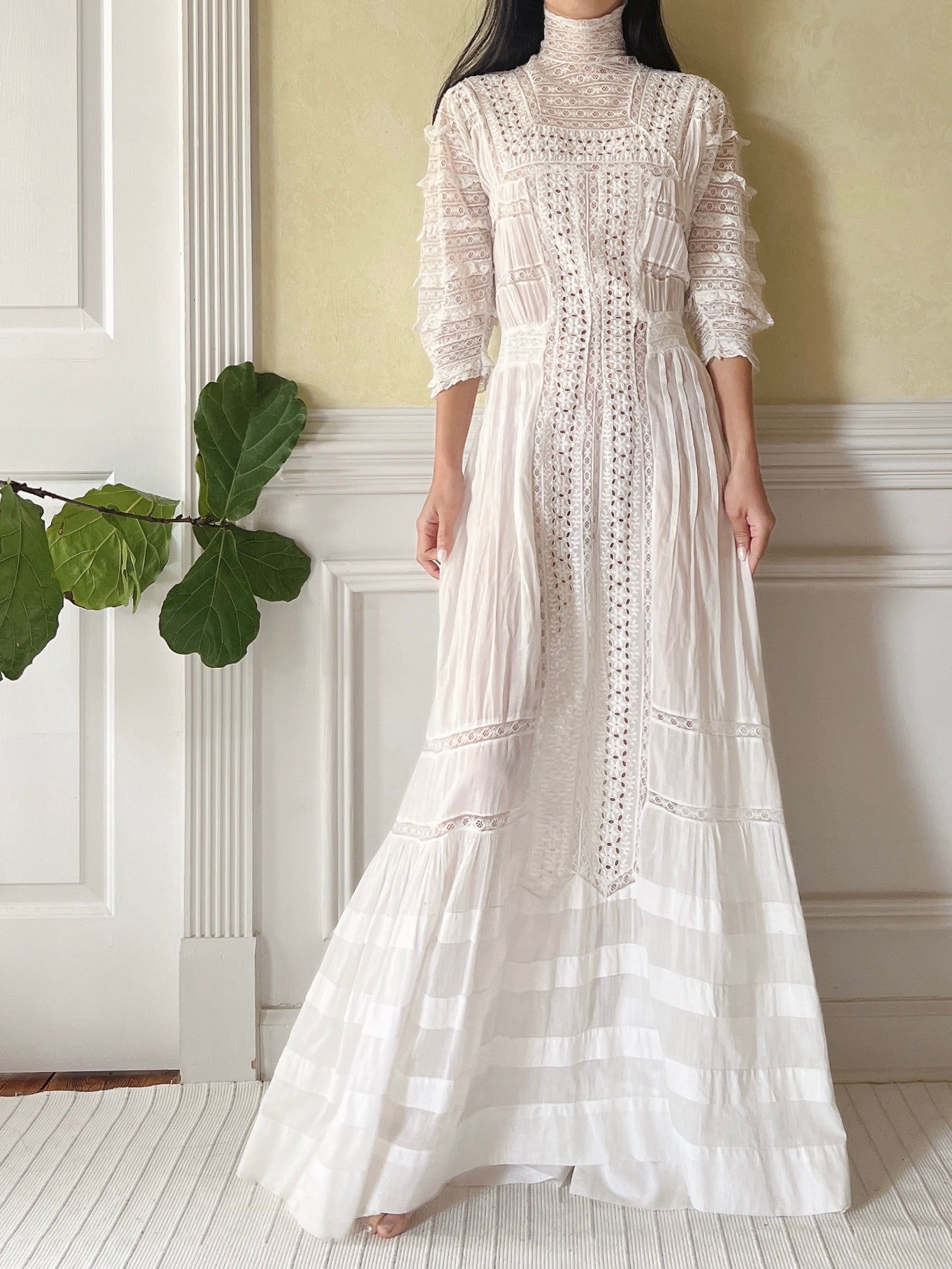 Victorian Cotton Lace and Embroidered Dress - XS | G O S S A M E R Victorian Cotton Lace and Embroidered Dress - XS | G O S S A M E R