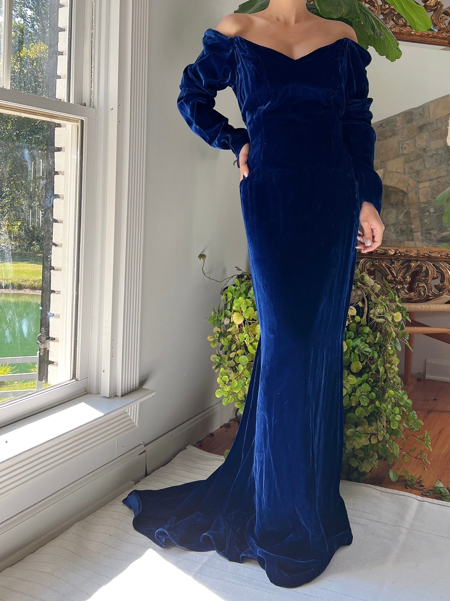 Vintage 1980s Velvet Off-Shoulder Gown - S/M | G O S S A M E R Vintage 1980s Velvet Off-Shoulder Gown - S/M | G O S S A M E R